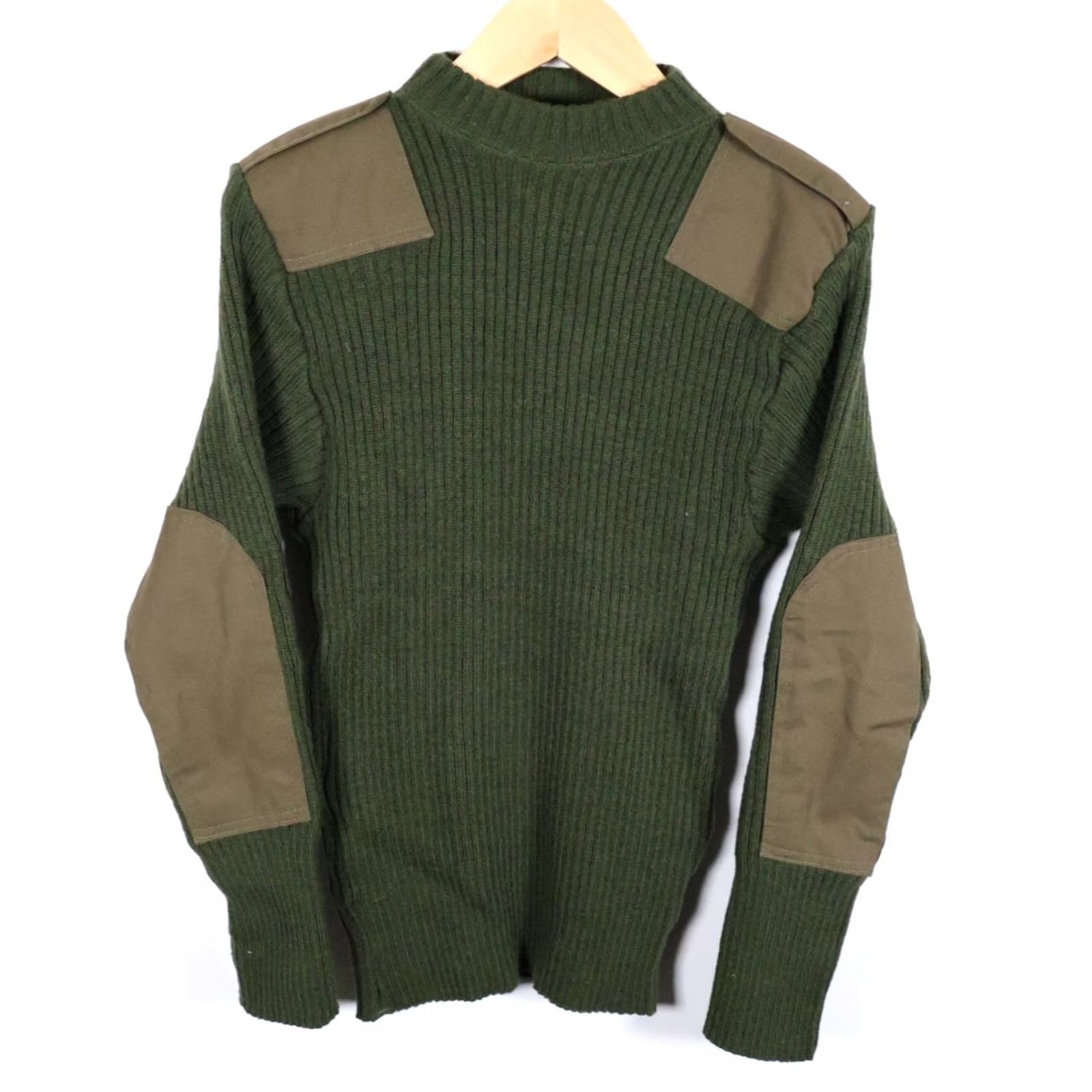 Commando US Army Sweatwear Wool Pullover Sweater Long Sleeve Crew Neck Slim Epaulets Green Large 42 Men's Size US L / EU 52-54 / 3 - 2 Thumbnail