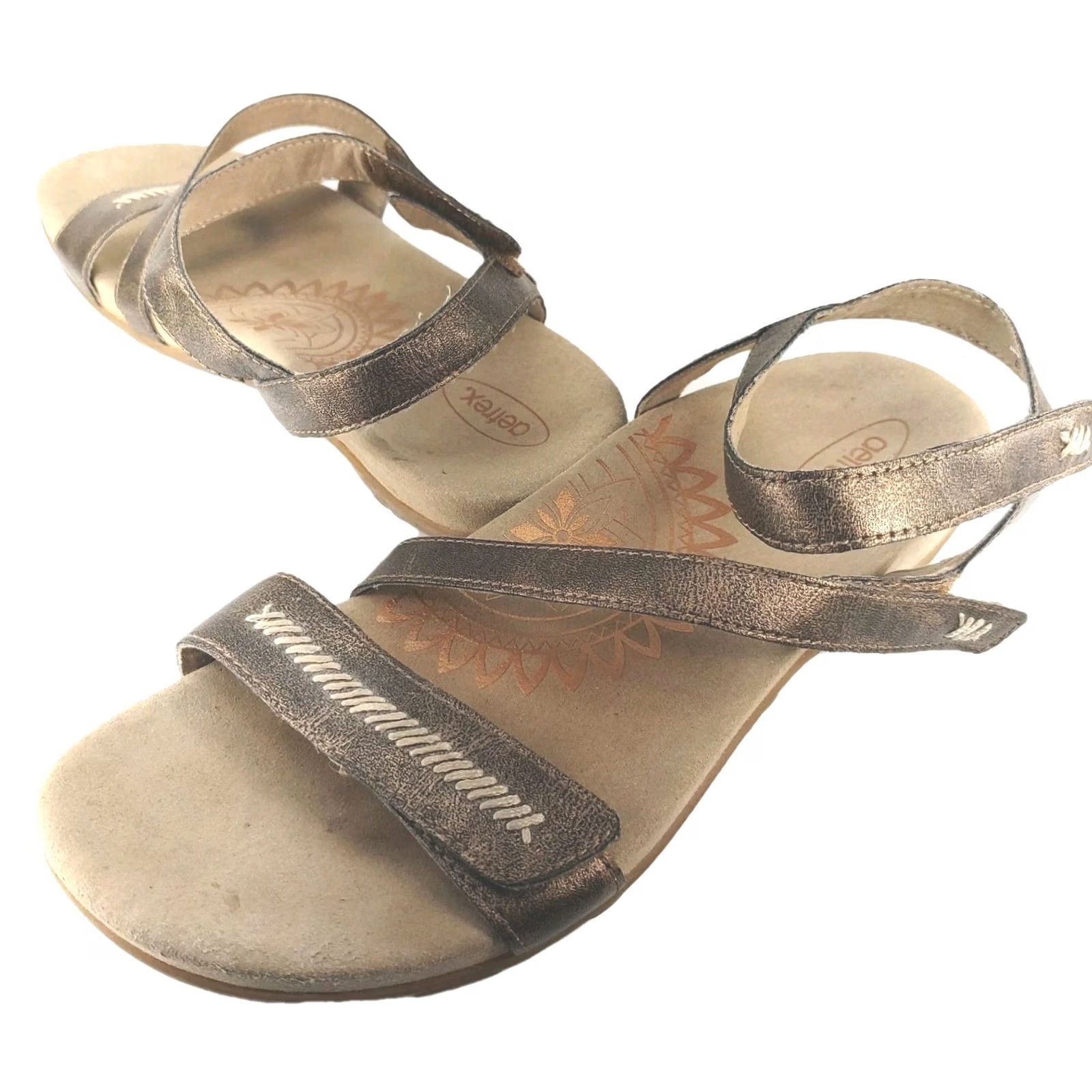Aetrex Aetrex Gabby Adjustable Ankle Strap Sandal Metallic Gold Women Slingshot Flat Small? Size US 9.5 / IT 39.5 - 3 Thumbnail