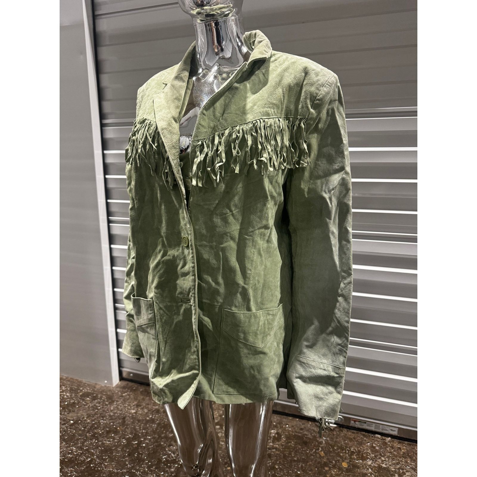 Vintage VTG Green Fringe Jacket Size XL / US 12-14 / IT 48-50 - 1 Thumbnail