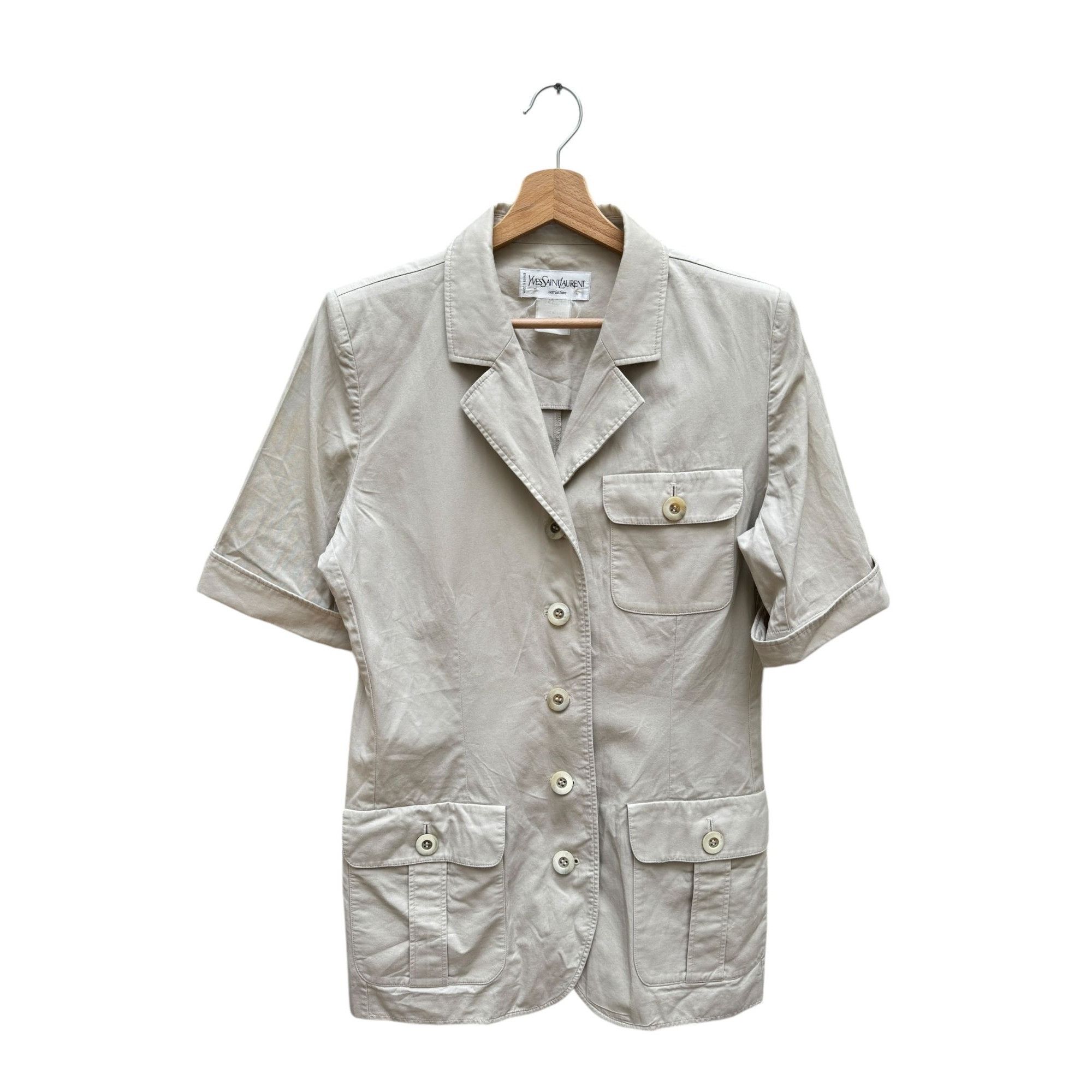Yves Saint Laurent Iconic Vintage Beige Safari Saharian Shirt Size M / US 6-8 / IT 42-44 - 1 Thumbnail