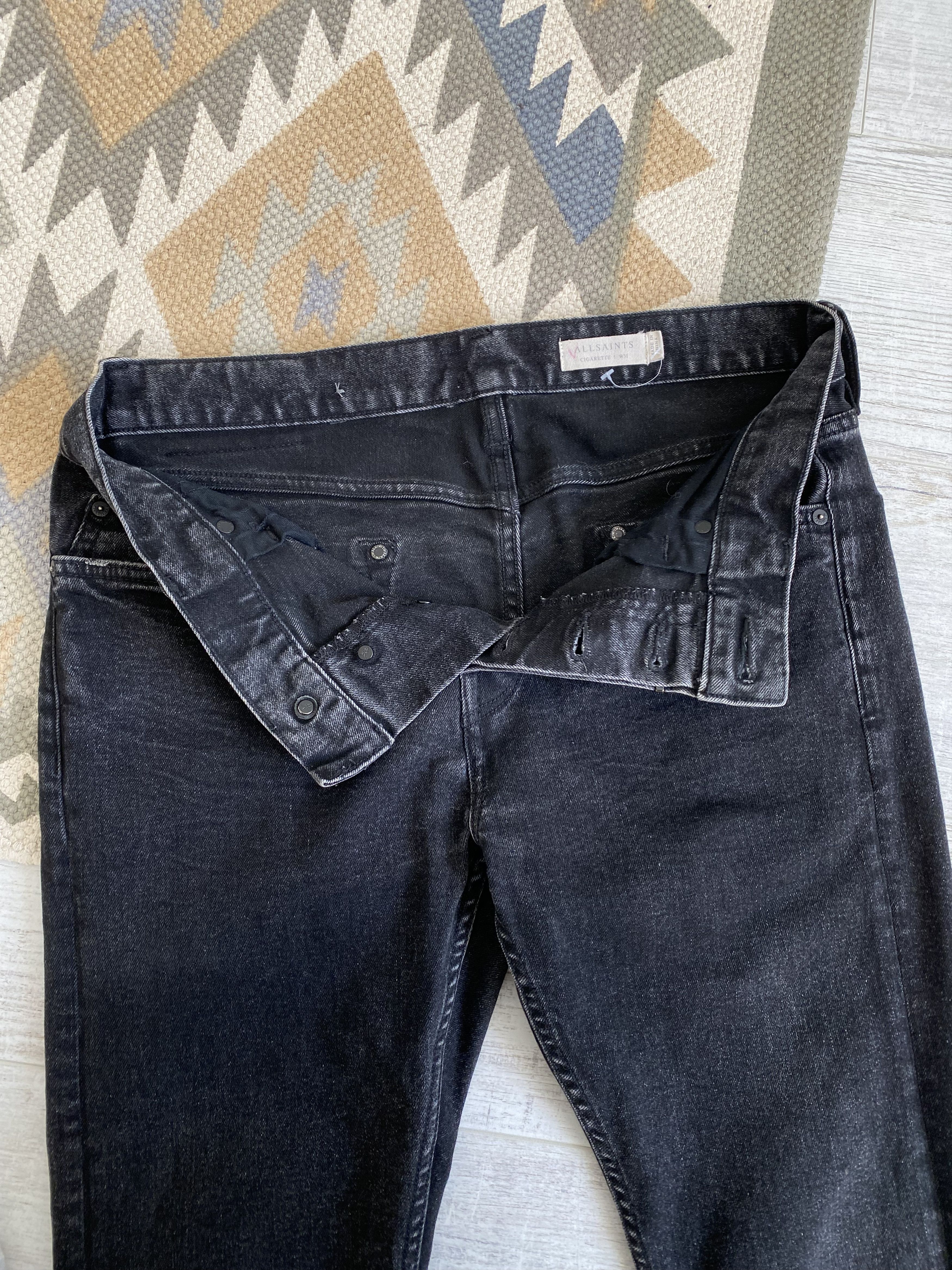 Allsaints Allsaints Cotton Black Washed Slim Denim Jeans Pants Size US 31 - 10 Thumbnail