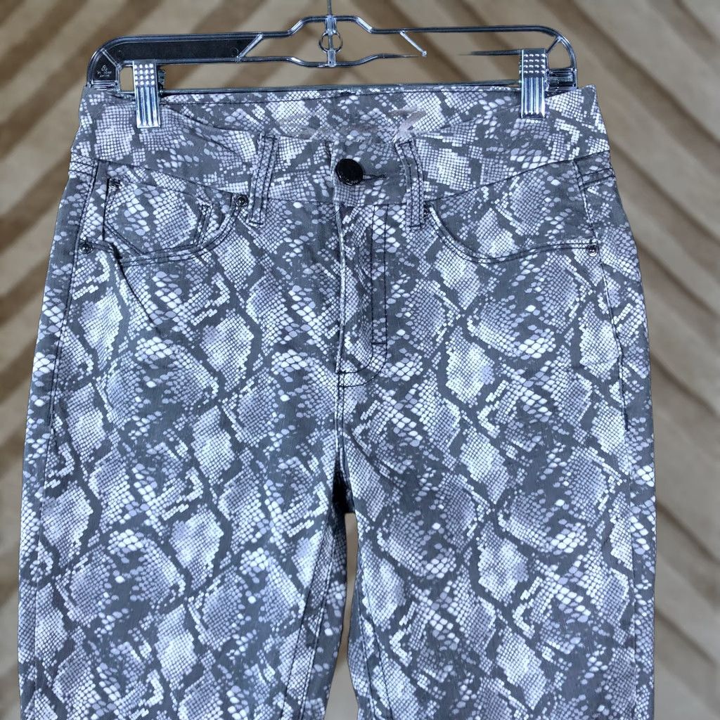 Vintage Seven7 Womens Jeans Gray Snake Print Denim High Rise Skinny 6 Slim Stretch Pocket 5-Pocket Belted Women's Jeans Size 30" / US 8 / IT 44 - 1 Thumbnail