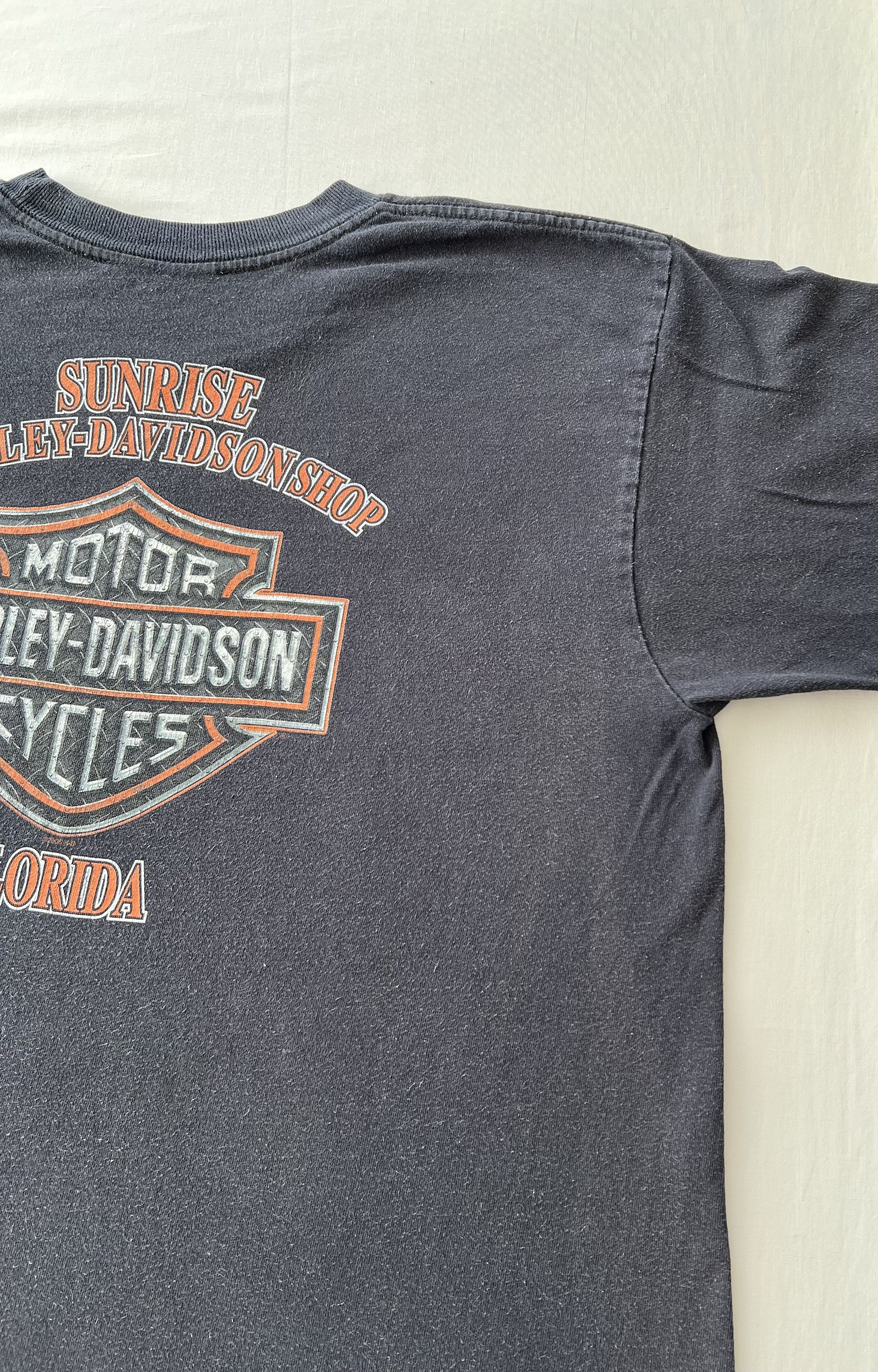 Harley Davidson Vintage 2006 Harley Davidson Eagle Fire Flame Black T-shirt Size US L / EU 52-54 / 3 - 18 Thumbnail