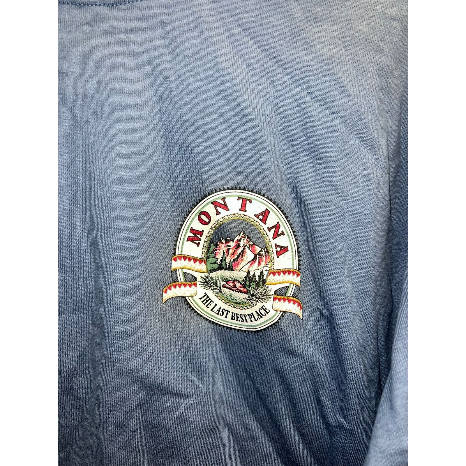 Anvil Vintage Montana Shirt The Last Best Place Blue Large L 90s Size US L / EU 52-54 / 3 - 4 Thumbnail