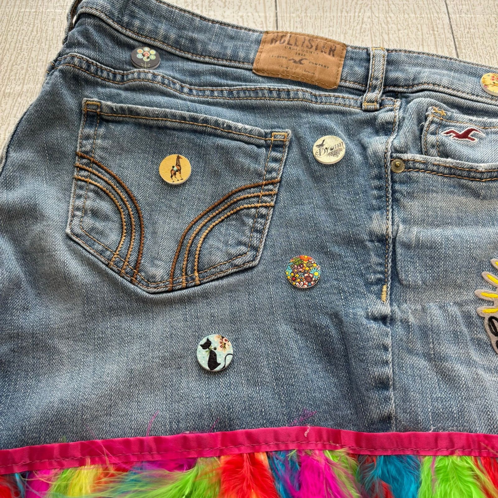 Handmade Upcycled Hollister Hippie Boho Denim Purse Size ONE SIZE - 4 Thumbnail