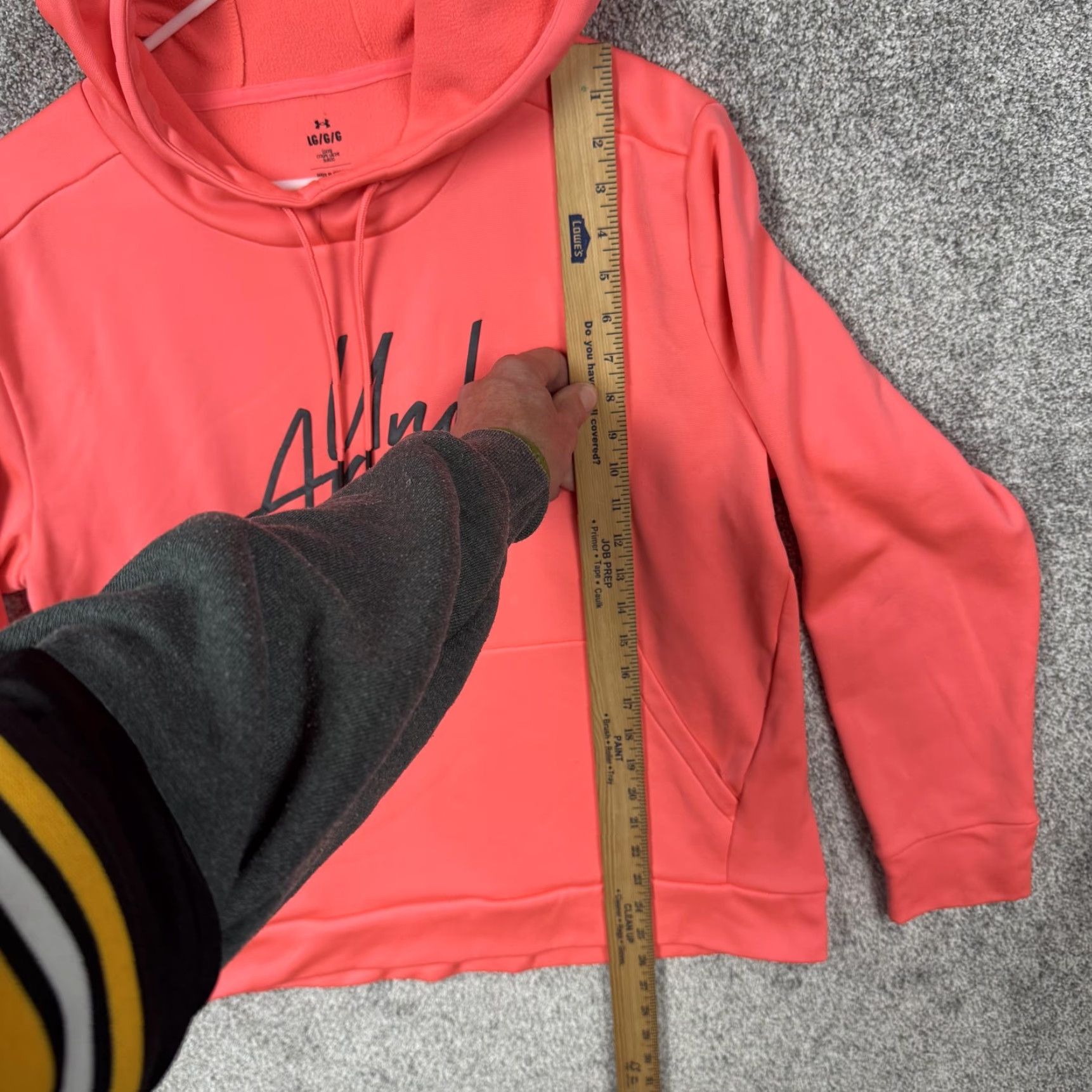 Under Armour Under Armour Hoodie Mens Large Coral Pink Pullover Fleece Script Logo Sweatshirt Size US L / EU 52-54 / 3 - 2 Thumbnail