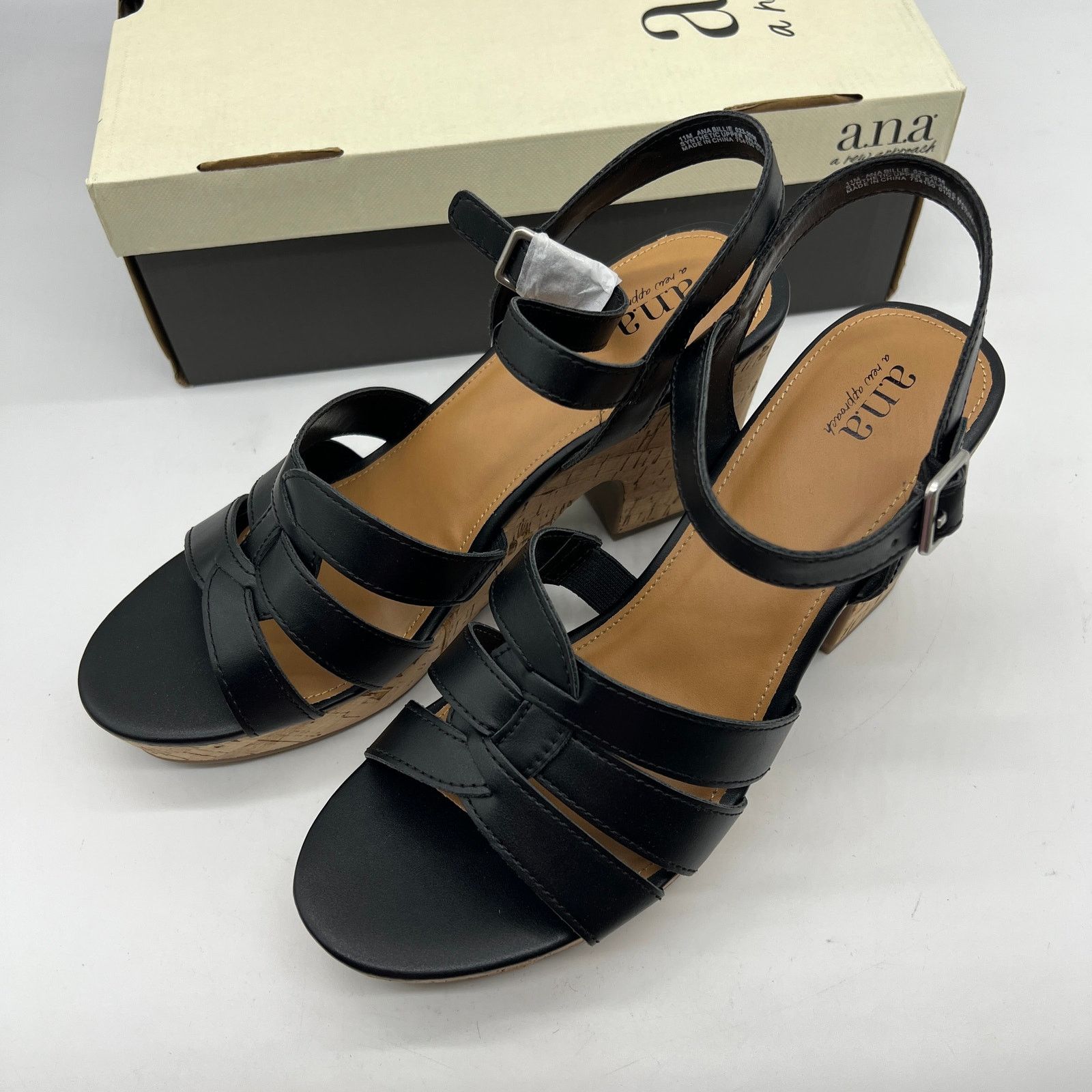 Other a.n.a Womens Billie Heeled Sandals Black Color Size 11M Size US 11 / IT 41 - 2 Thumbnail