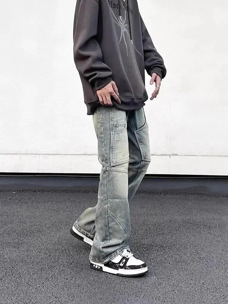 Japanese Brand Retro Multi Pocket Loose Micro Flare Jeans Size US 32 / EU 48 - 2 Thumbnail