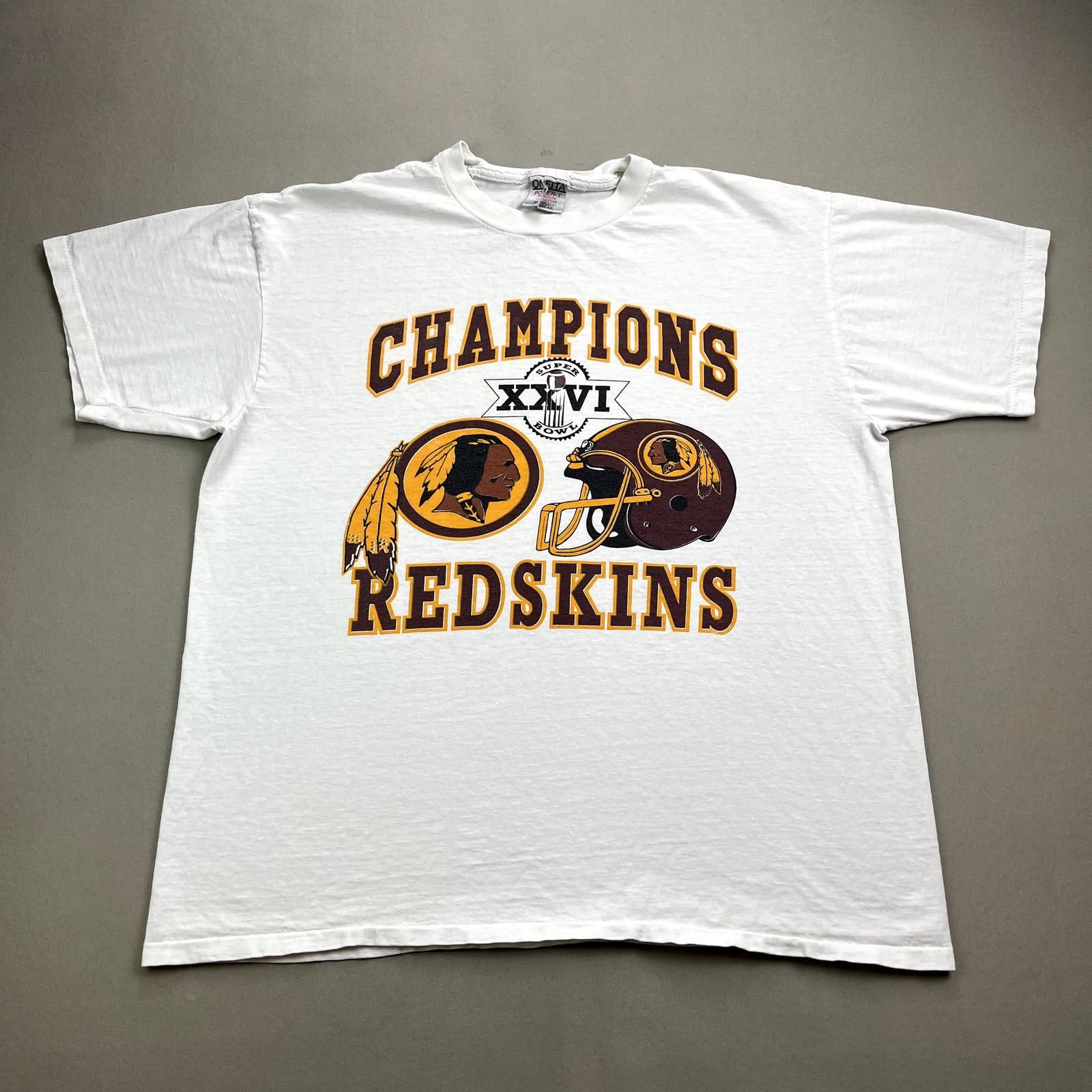 VINTAGE NFL WASHINGTON REDSKINS XXVI SUPER BOWL TEE SHIRT 1990S XL MAD –  Vintage rare usa