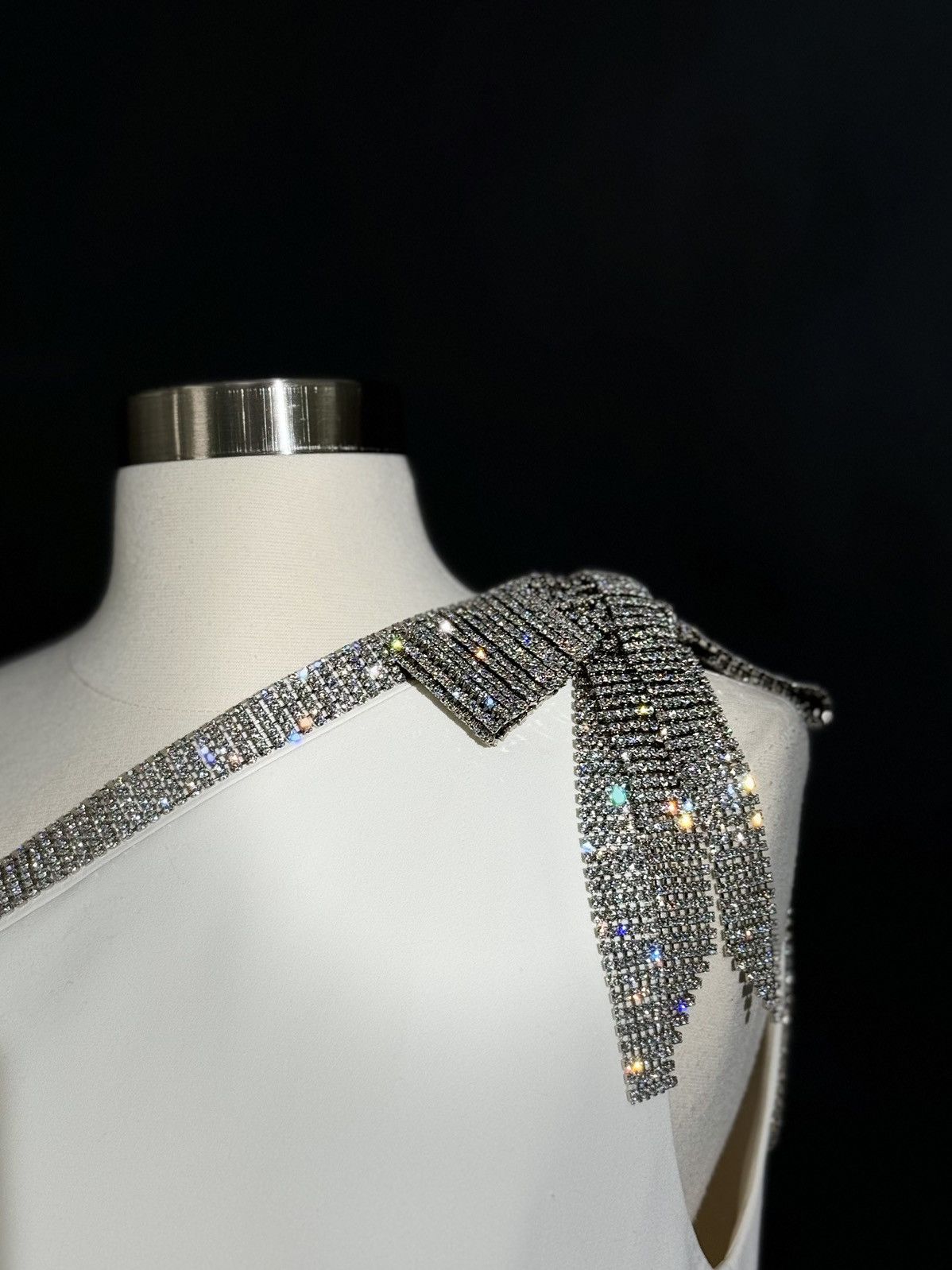 Other US 4&8 ELIE SAAB White Diamante Embellished Crepe Mini Dress Size M / US 6-8 / IT 42-44 - 4 Thumbnail