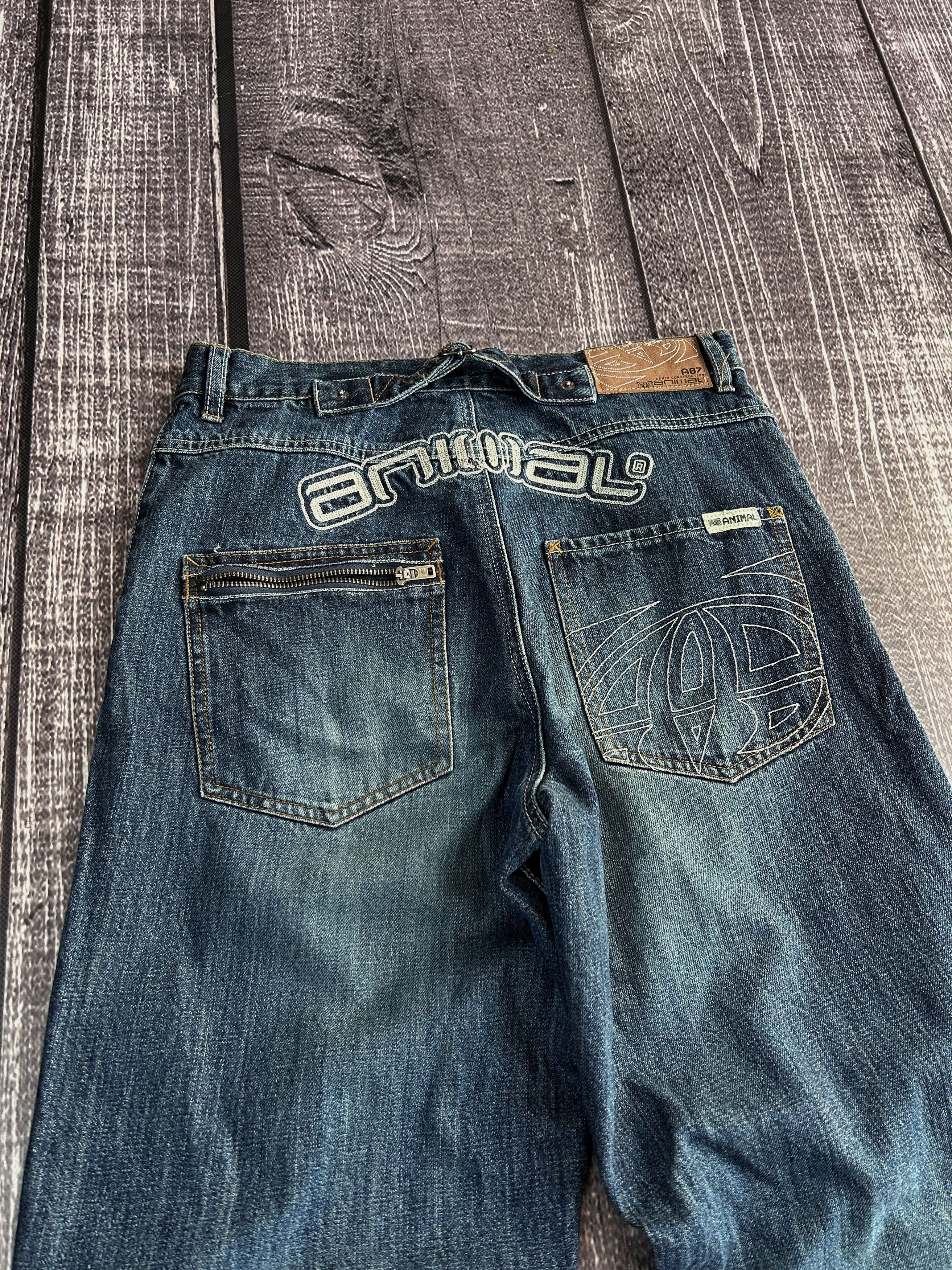 Vintage Y2K Animal Denim Jeans Wide Leg Vintage Logo Back Streetwear Size US 30 / EU 46 - 4 Thumbnail