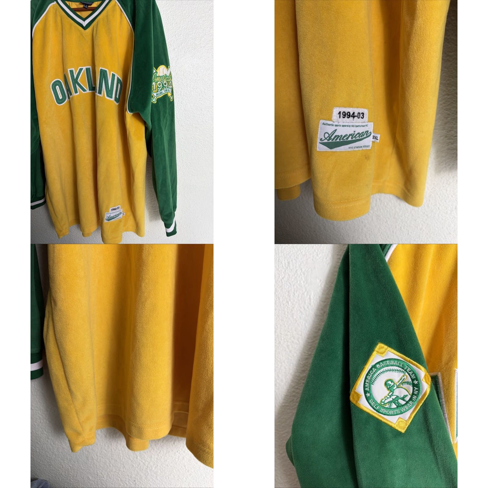 Vintage VINTAGE Y2K Men’s 3XL Pullover Oakland Long Sleeve Sweatshirt Green Yellow Hyphy Shirt Mens Size US XXL / EU 58 / 5 - 8 Thumbnail