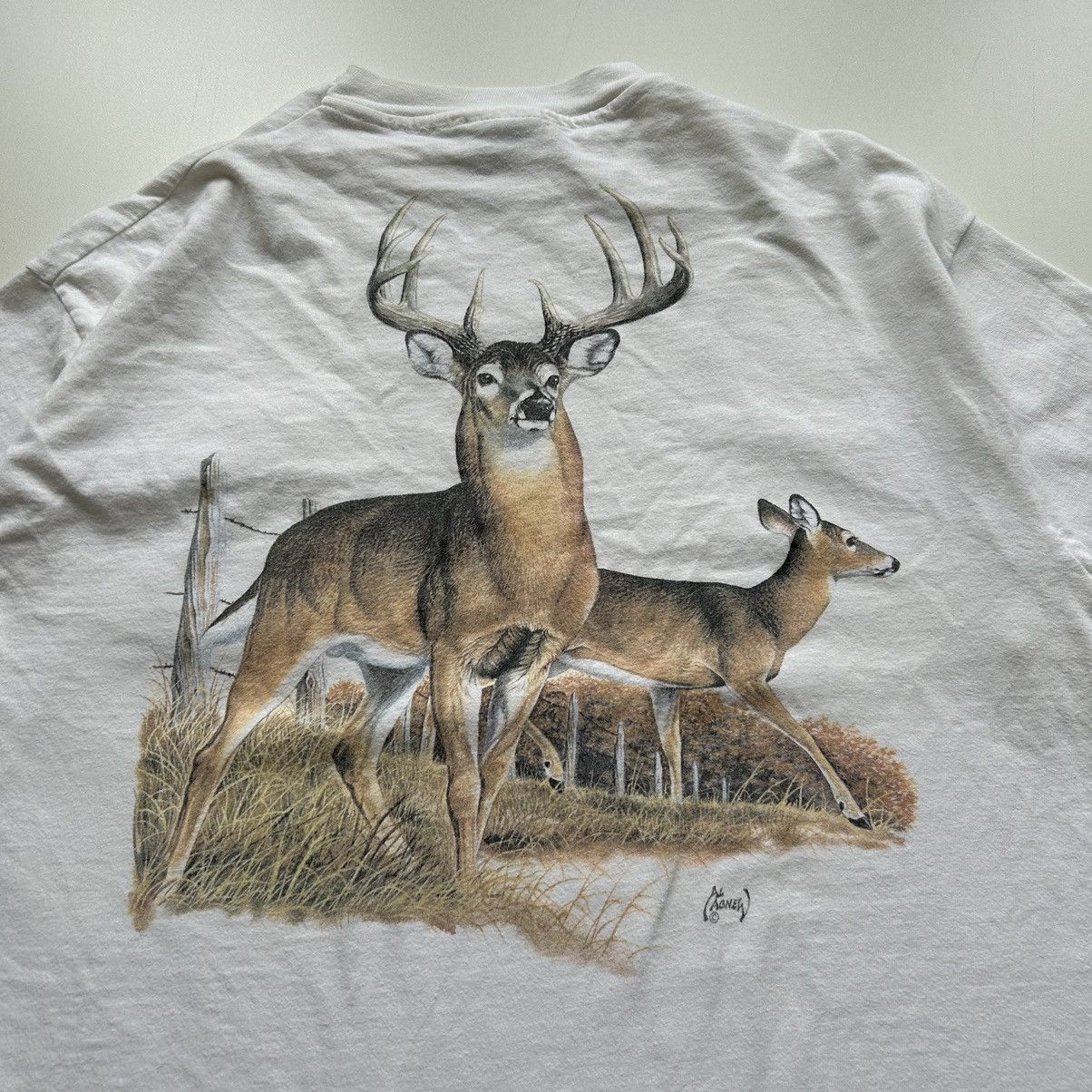 Vintage Vintage 90s Wildlife Deer Nature Art Graphic T Shirt Mens XL Size US XL / EU 56 / 4 - 2 Thumbnail