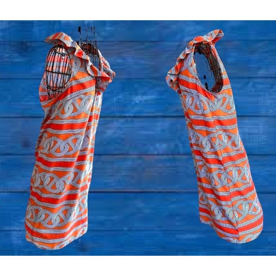 Other Mud Pie Sleeveless Dress Small 4 6 Orange Navy Abstract Desi Size S / US 4 / IT 40 - 6 Thumbnail