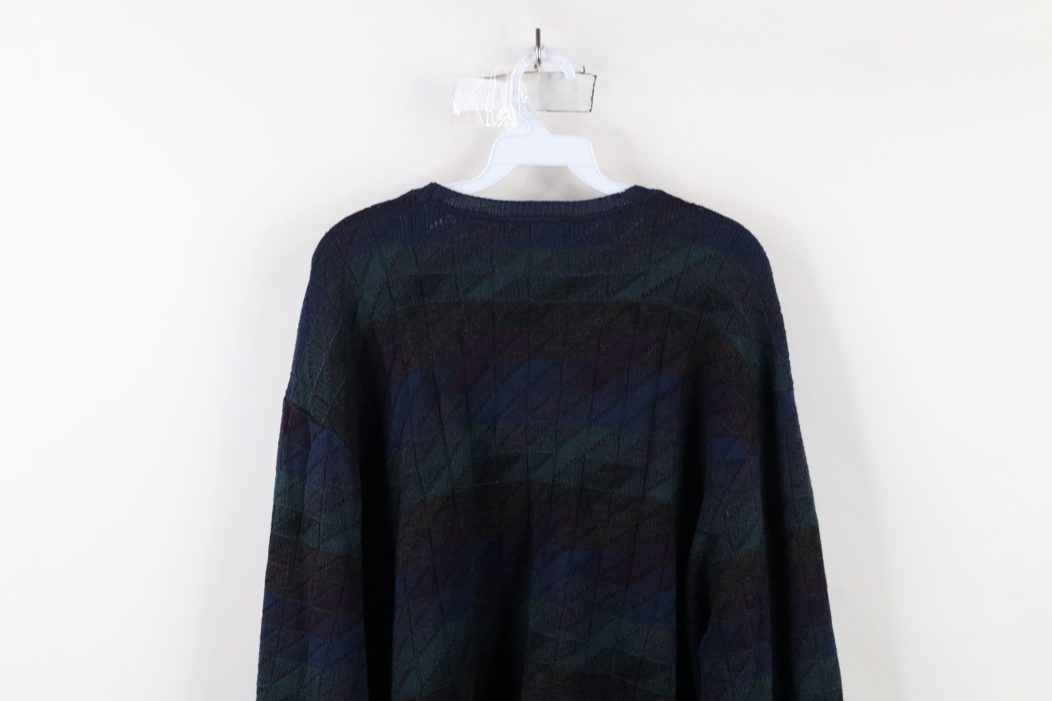 Vintage Vintage 90s Coogi Style Wool Rainbow Checkered Knit Sweater Size US XXL / EU 58 / 5 - 10 Thumbnail