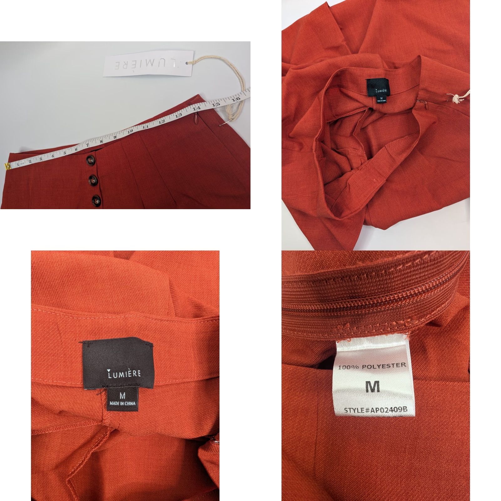 Vintage NWT Lumiere Women’s Medium Orange Faux Wrap Dress Pants Wide Leg Dress Pants Capri Women M Orange Wide Leg Regency? Size 32" / US 10 / IT 46 - 8 Thumbnail