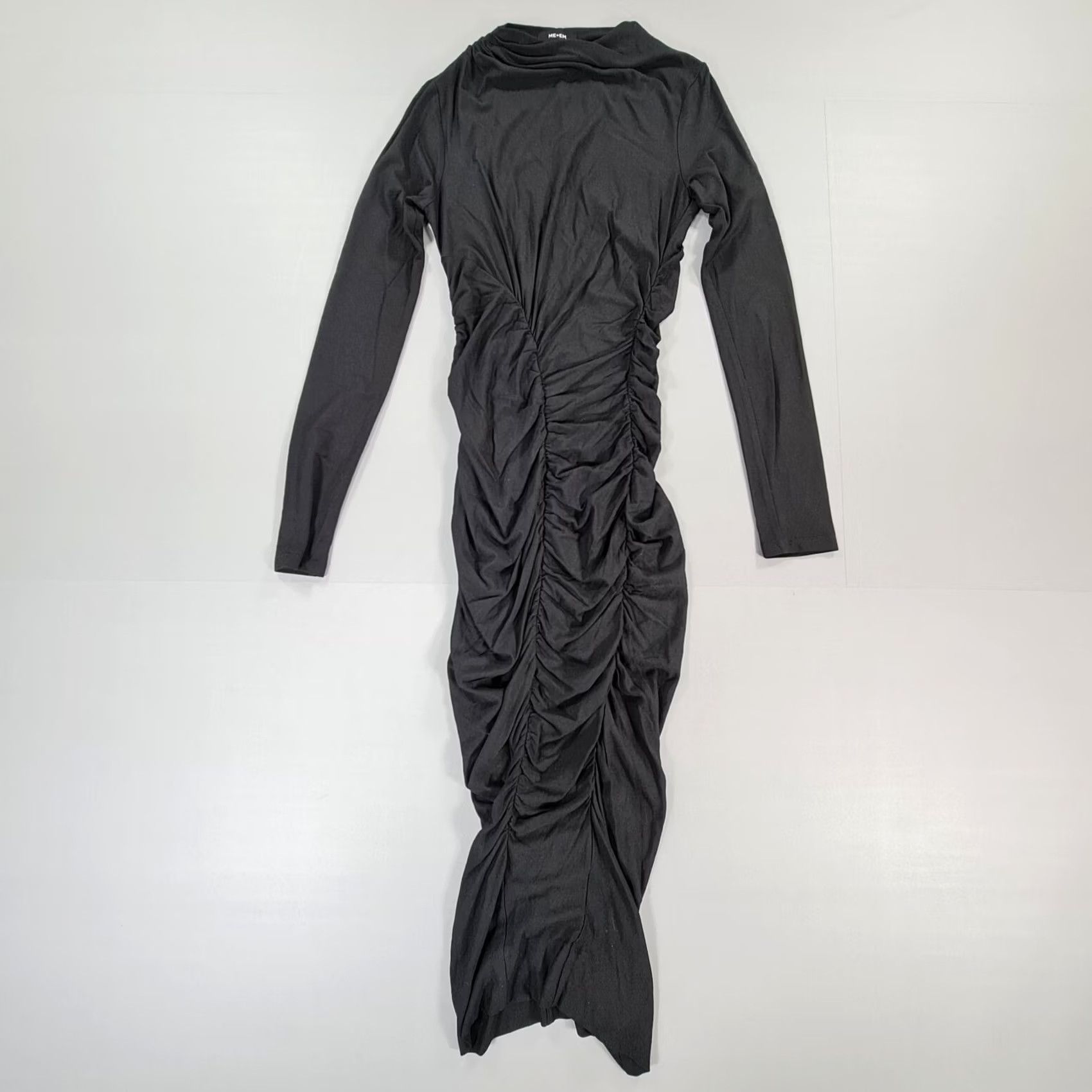 ME+EM ME+EM Womens Dress Midi Black Long Sleeve Ruched Stretch 6 UK Bodycon Party/Cocktail Size M / US 6-8 / IT 42-44 - 4 Thumbnail