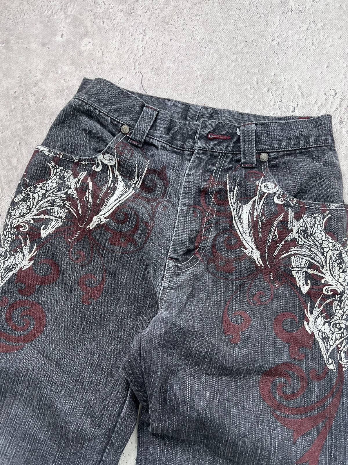 JNCO × Japanese Brand Crazy Vintage Y2K/2000s Grunge Dark Wash Denim Jeans! Size US 30 / EU 46 - 5 Thumbnail