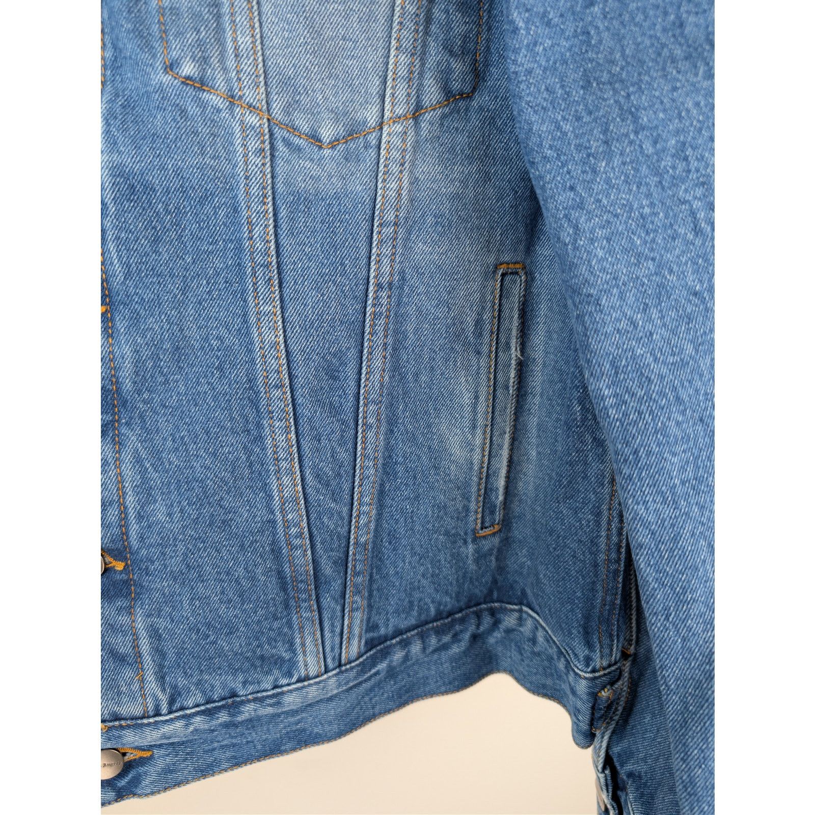 Palm Angels o1rshd1 Indigo Track Denim Jacket in Light Blue / White Size US XXL / EU 58 / 5 - 8 Thumbnail