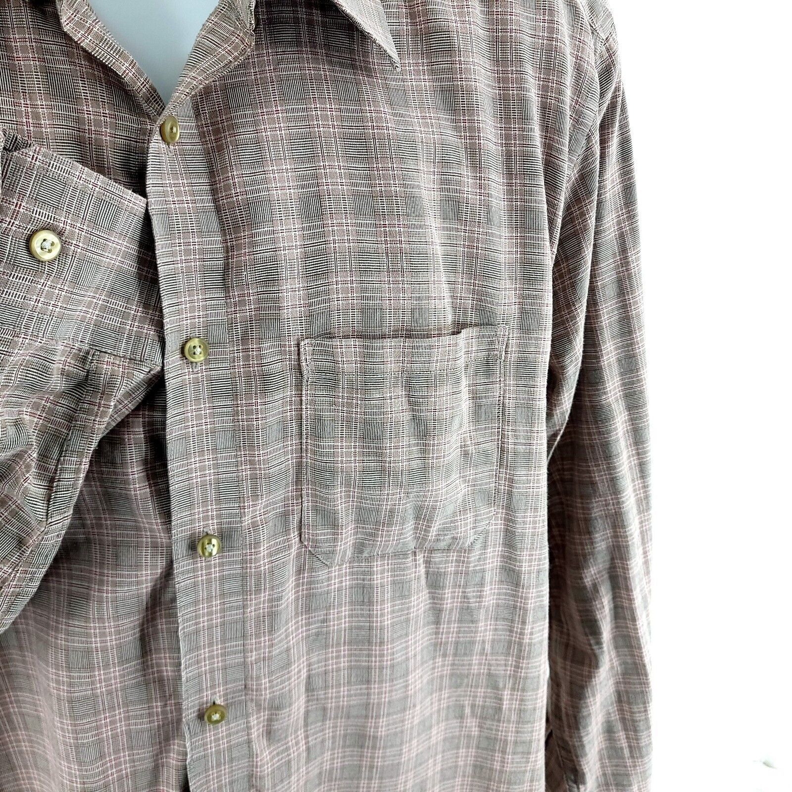 Joseph Abboud Joe Joseph Abboud Brown Red Plaid Large Cotton Collared Dres Size US L / EU 52-54 / 3 - 2 Thumbnail