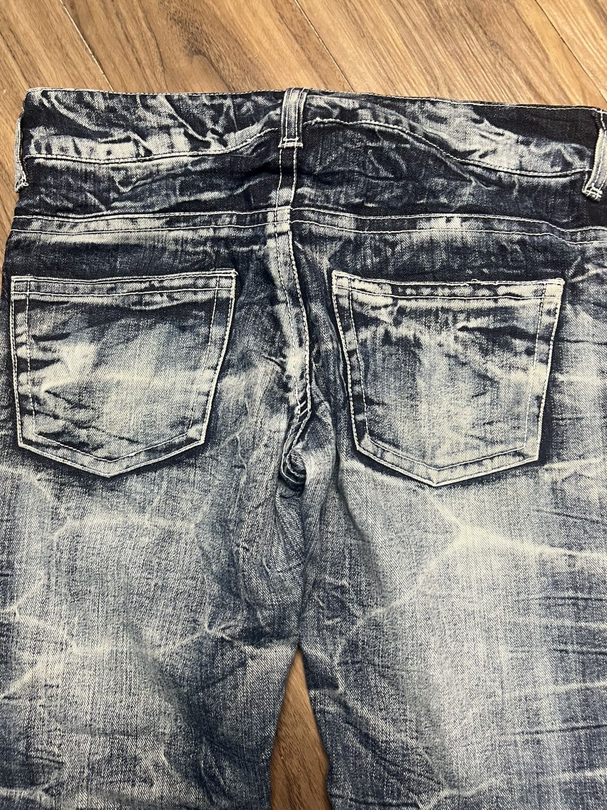 Japanese Brand RARE Distressed Crinkle Denim Jeans (42) Size 33" - 14 Thumbnail