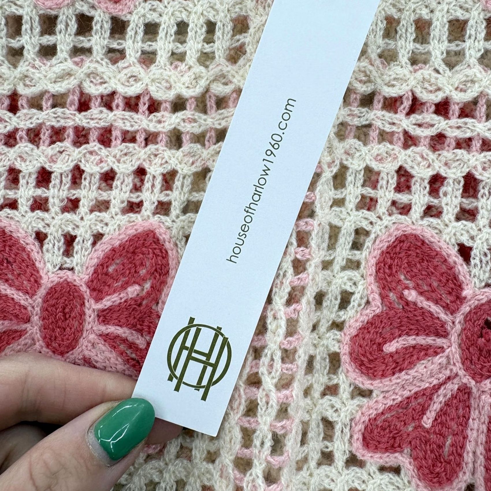Vintage House Of Harlow 1960 Sweater Womens One Size Pink Crochet Floral Fringe Boho NWT Size ONE SIZE - 5 Thumbnail