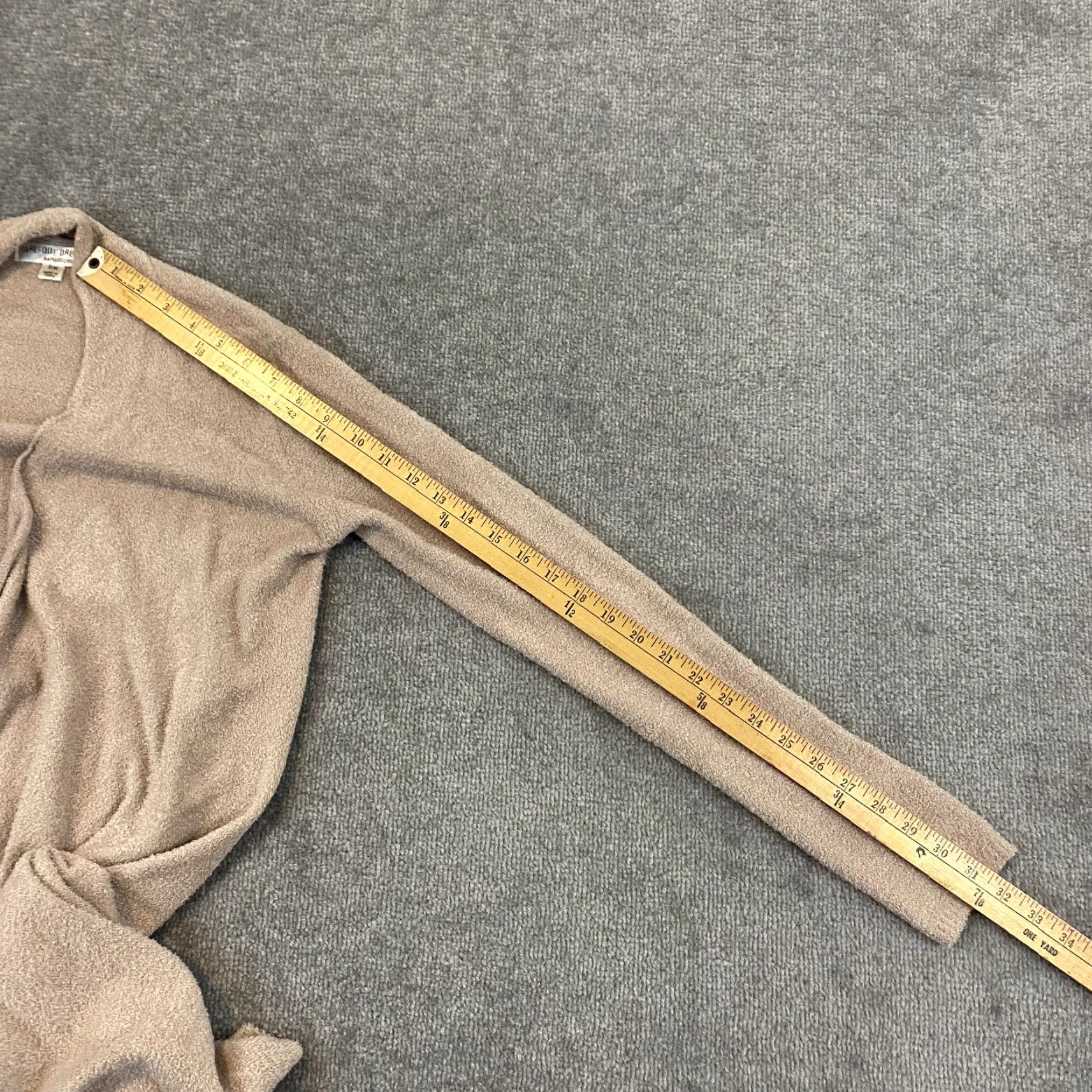 Vintage Barefoot Dreams Cardigan Women M Light Brown Bamboo Chic Lite Knit Drape Front Full Zip Pockets Size M / US 6-8 / IT 42-44 - 5 Thumbnail