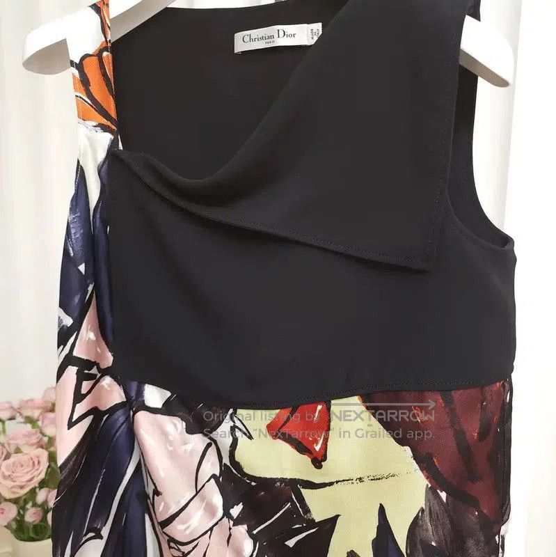 Dior Dior Black Silk Print Short Sleeve Top . Size XS / US 0-2 / IT 36-38 - 2 Thumbnail