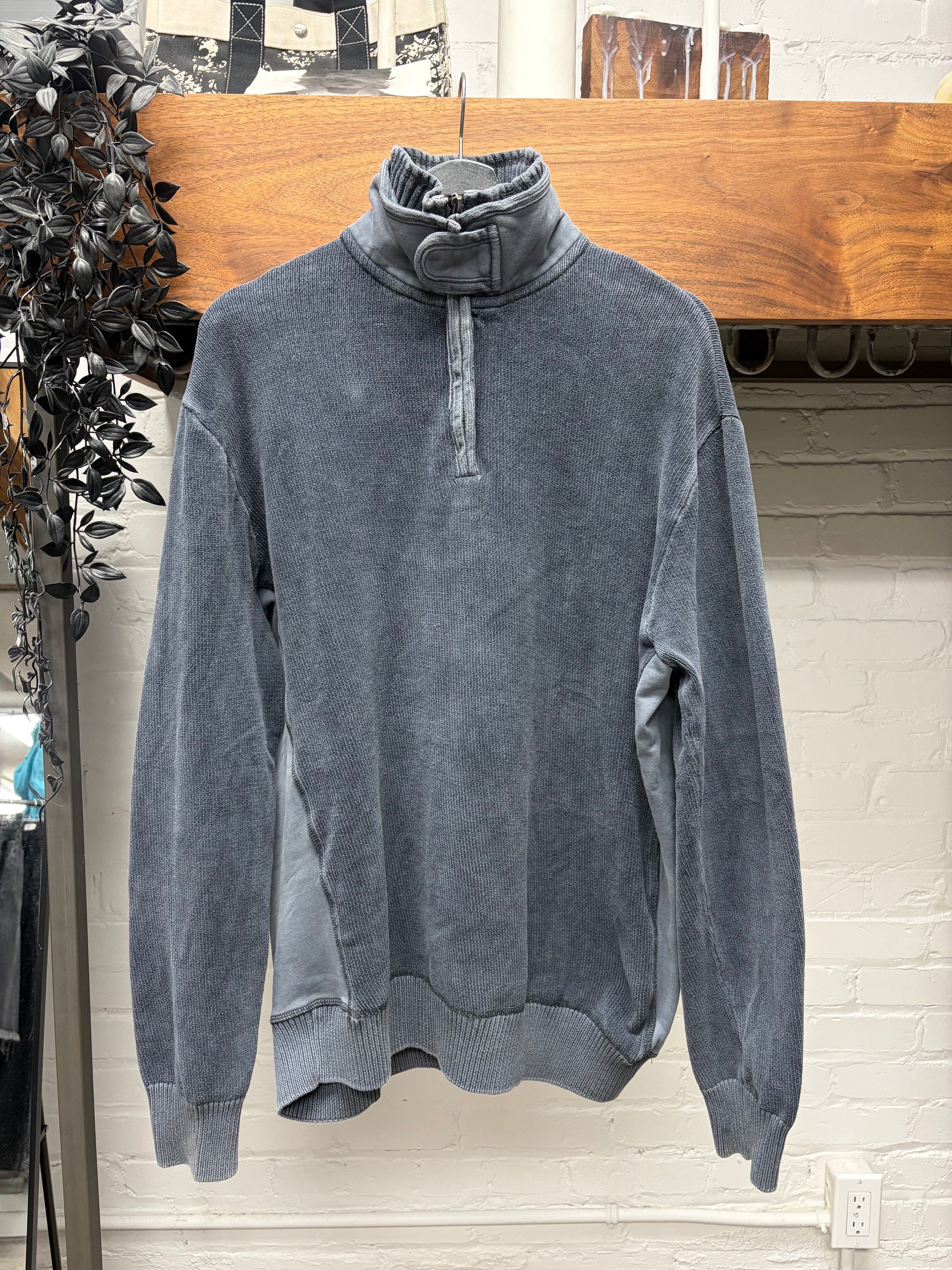 Balmain Balmain Quarter Zip ‘Double Layered Collar’ Ribbed Knit Sweater Size US L / EU 52-54 / 3 - 1 Thumbnail