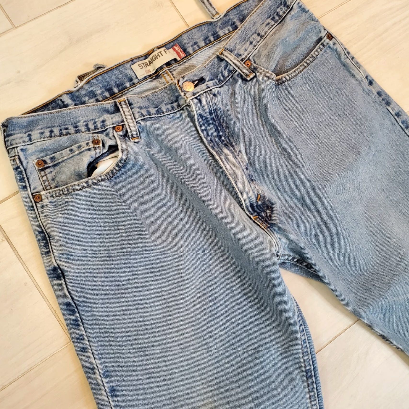 Levi's VINTAGE Levi's 505 Jeans Mens 38x30 Blue Straight Leg Distressed Hole Ripped Denim 5-Pocket Regular Zip Fly Belt Loops Men Jeans Size US 38 / EU 54 - 7 Thumbnail