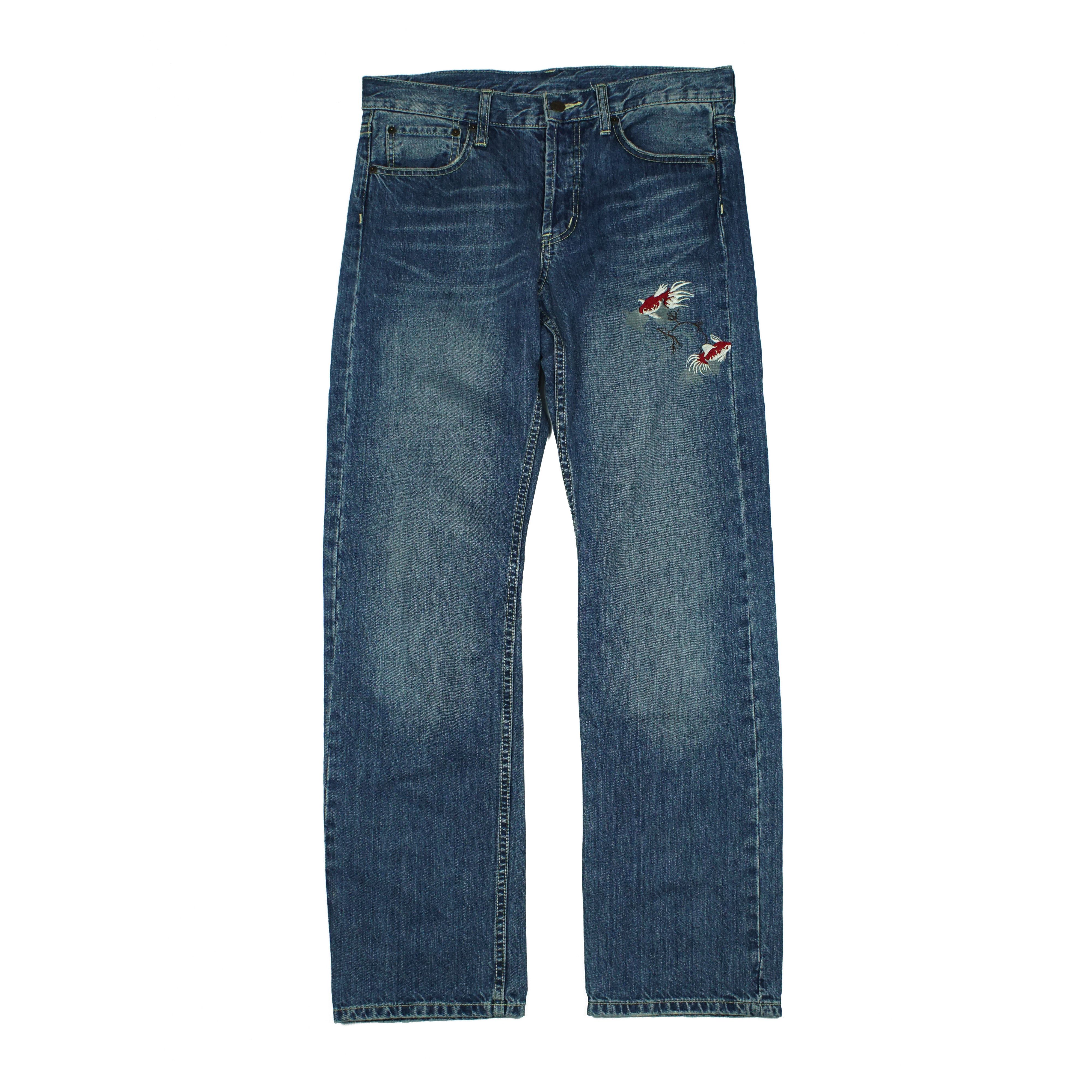 Takeo Kikuchi *NoTariff Takeo Kikuchi Koi Embroidered Denim Pants Size US 32 / EU 48 - 3 Thumbnail