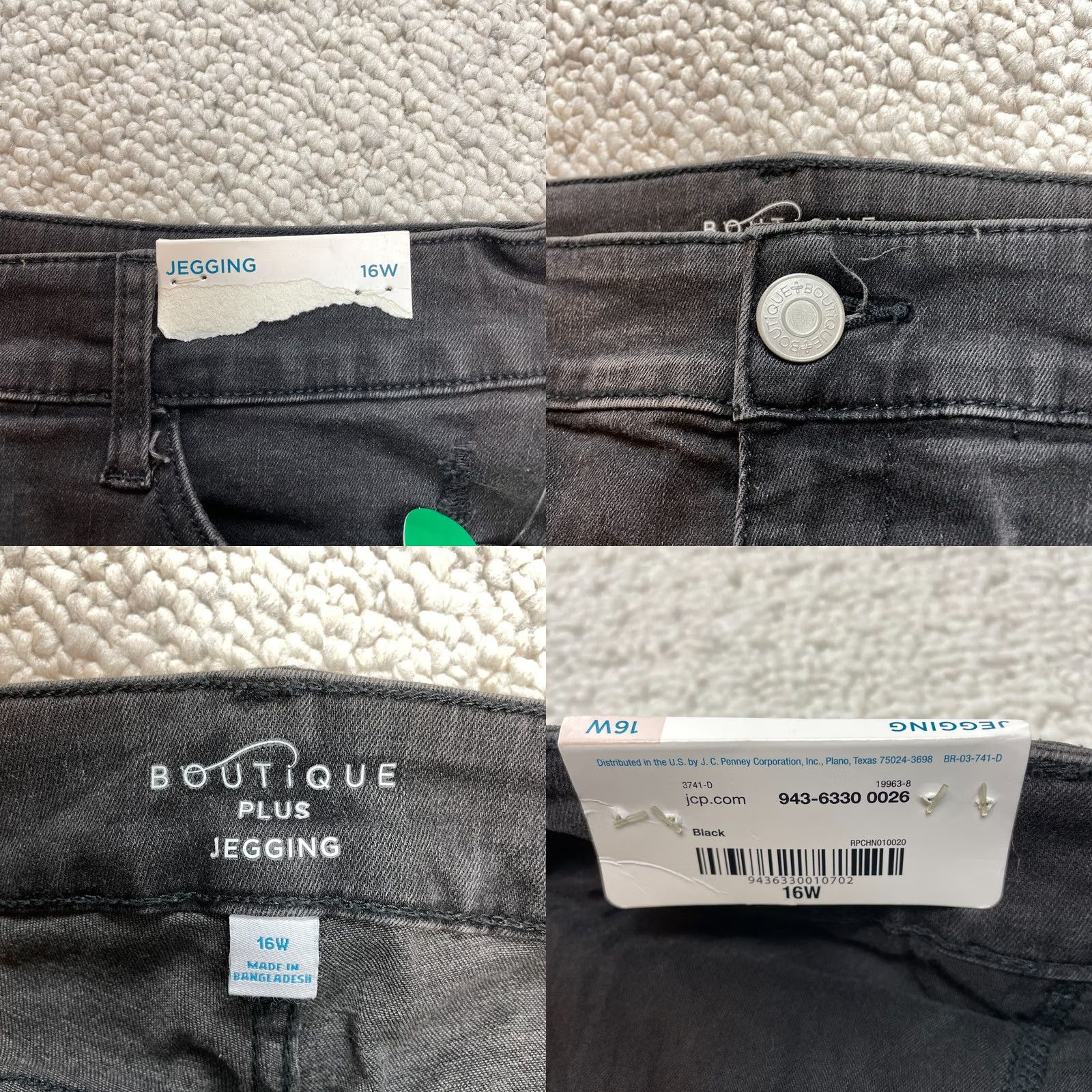 Vintage Boutique Plus Womens 16 W Black Denim Stretch Straight Jegging Jeans 35x28 NWT Size 38" / US 16 / IT 52 - 8 Thumbnail