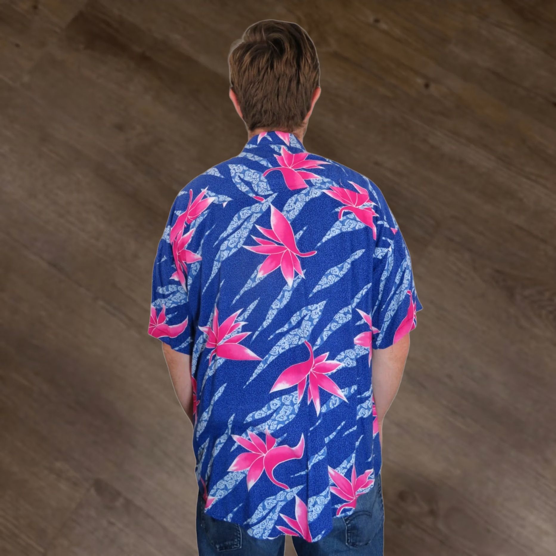 Vintage VINTAGE American Vintage Birds of Paradise Hawaiian Shirt Men’s Large Blue Floral Rayon Button-Up Short Sleeve Collared Shirt Size US L / EU 52-54 / 3 - 1 Thumbnail