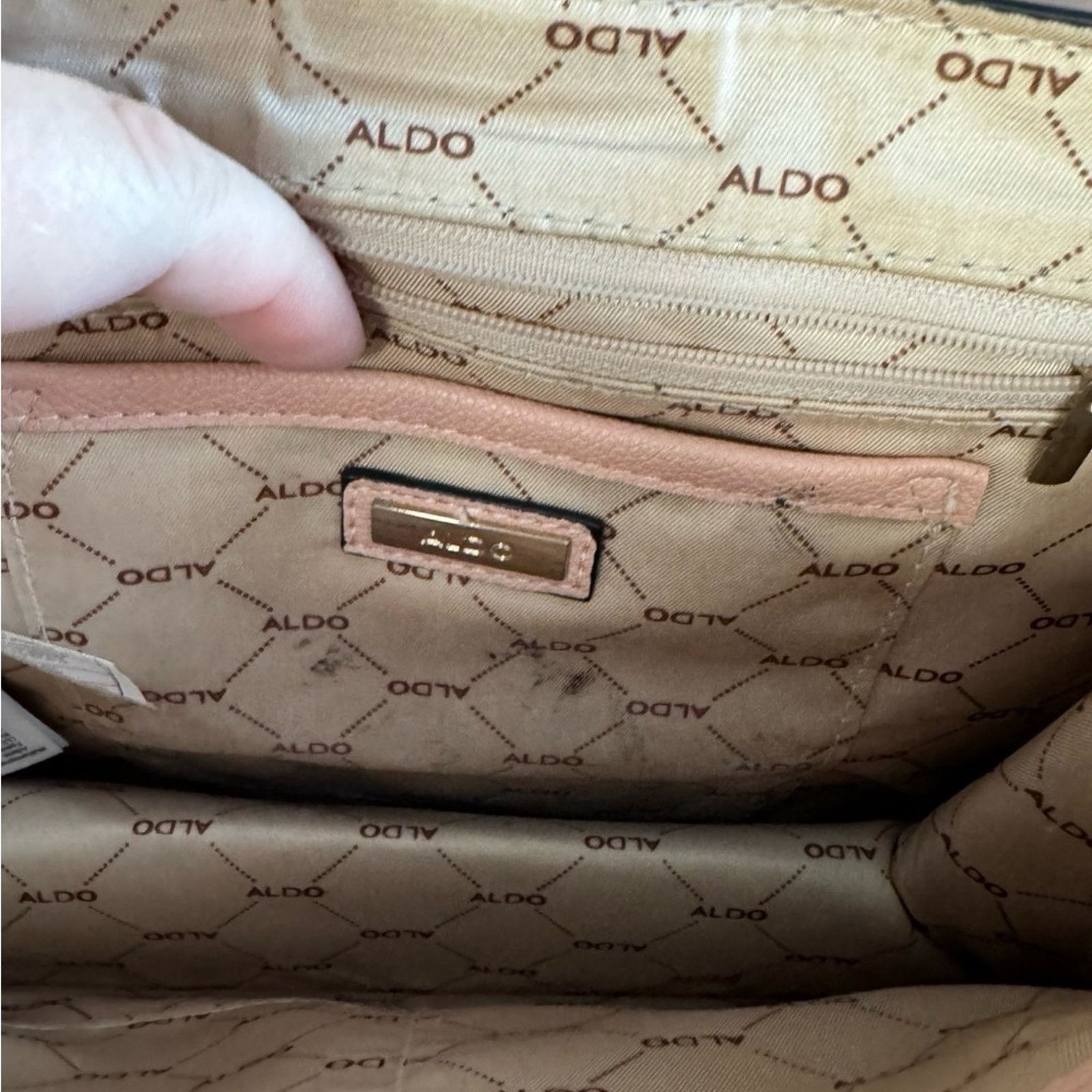 Aldo Aldo Pink & Cream Top Handle Satchel Faux Leather Bag Size ONE SIZE - 6 Thumbnail