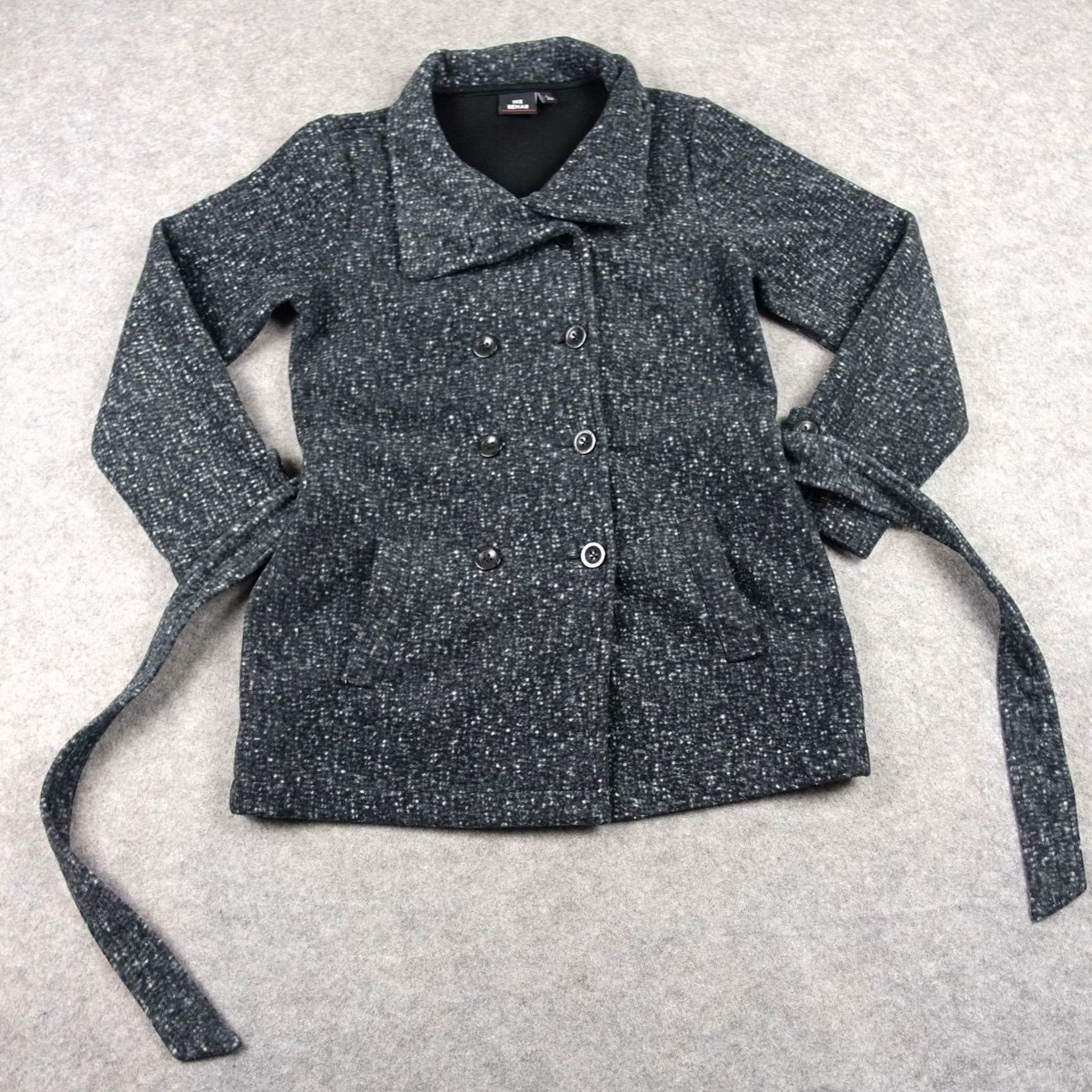 Ike Behar IKE BEHAR Coat Womens L Gray Pea Coat Mid-Length Belted Double Breasted Lined Winter Size L / US 10 / IT 46 - 6 Thumbnail