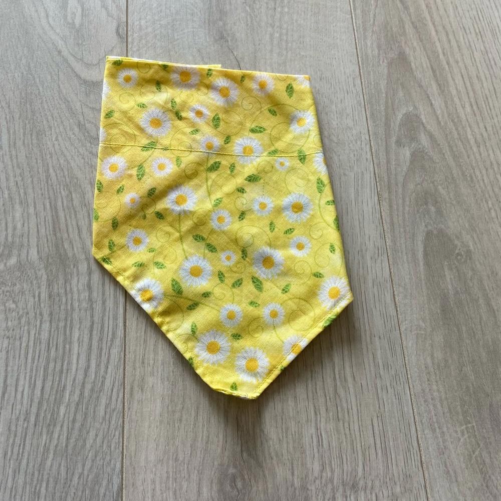 Designer Yellow Floral and Pink Pawprint Dog Bandana Size ONE SIZE - 2 Thumbnail