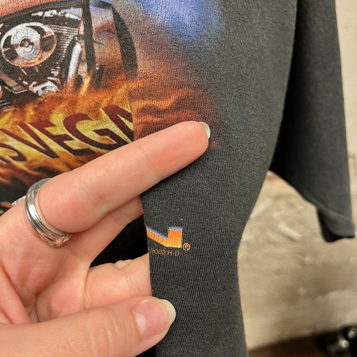 Harley Davidson × Vintage Harley Davidson Vintage Y2K Las Vegas Eagle Flame Biker Tee Size US XXL / EU 58 / 5 - 4 Thumbnail