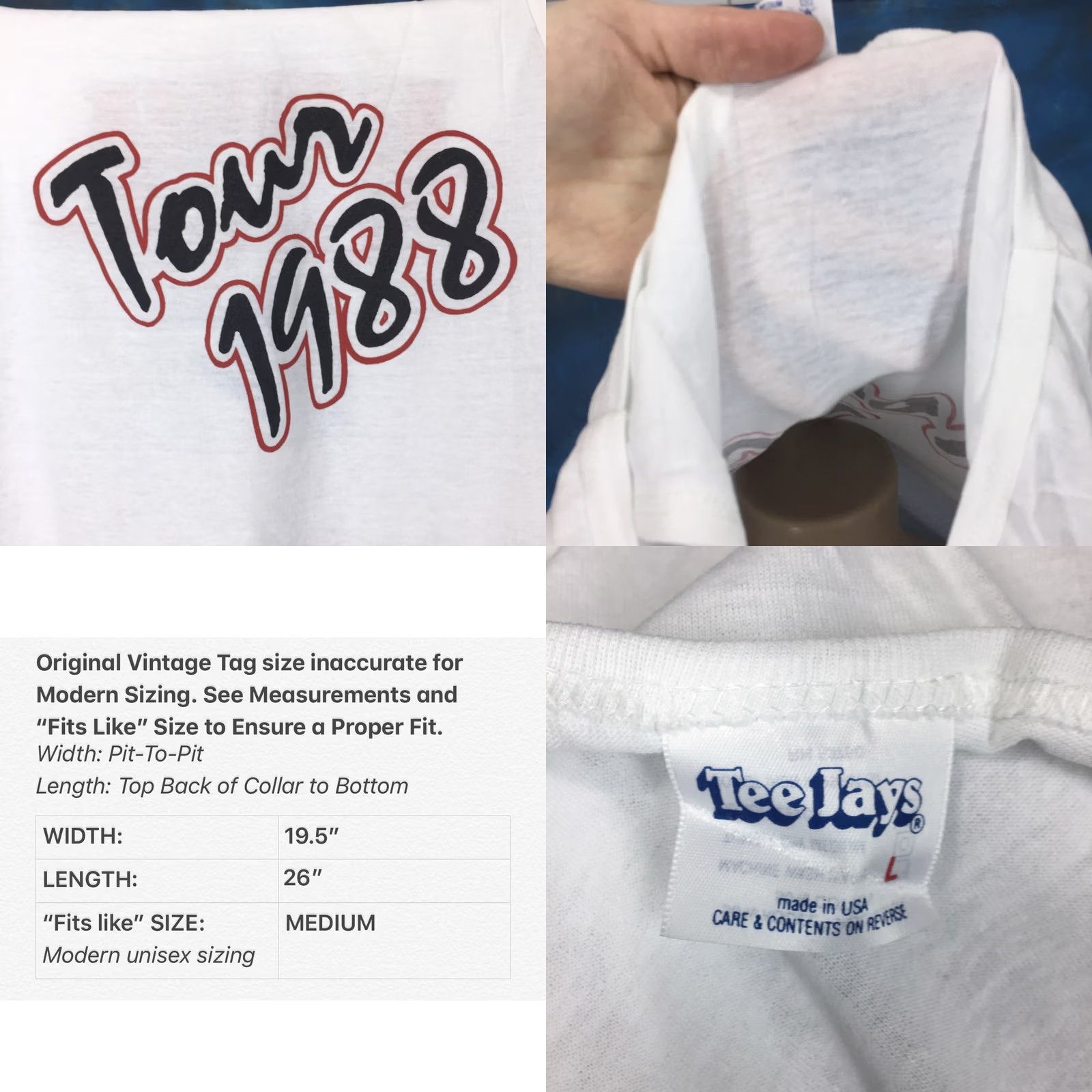 TEE JAYS VINTAGE Alabama Concert Tank Top Shirt M White 80s 90s Tee Jays Mens Tank Top T-Shirt NOS Deadstock Size US M / EU 48-50 / 2 - 8 Thumbnail