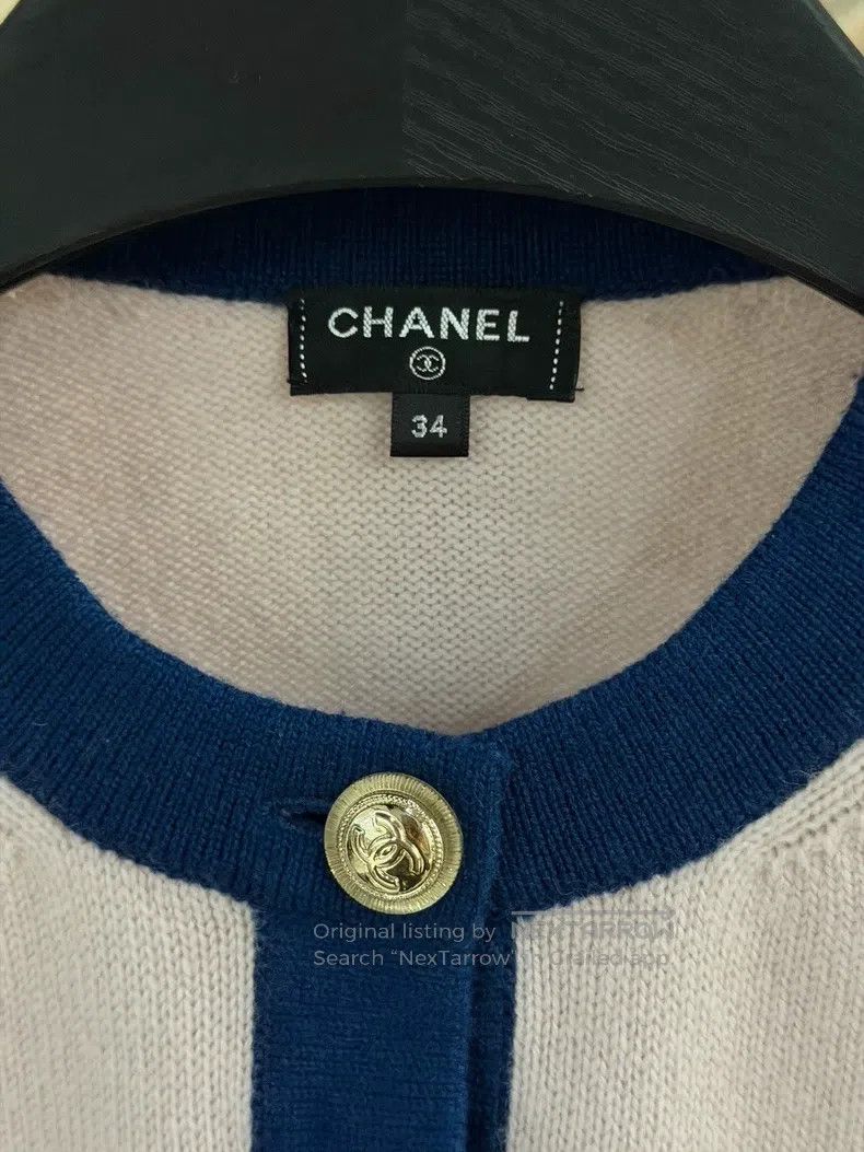 Chanel Chanel Pink and blue colour-block knitted cardigan coat Size XXS / US 00 / IT 34 - 2 Thumbnail