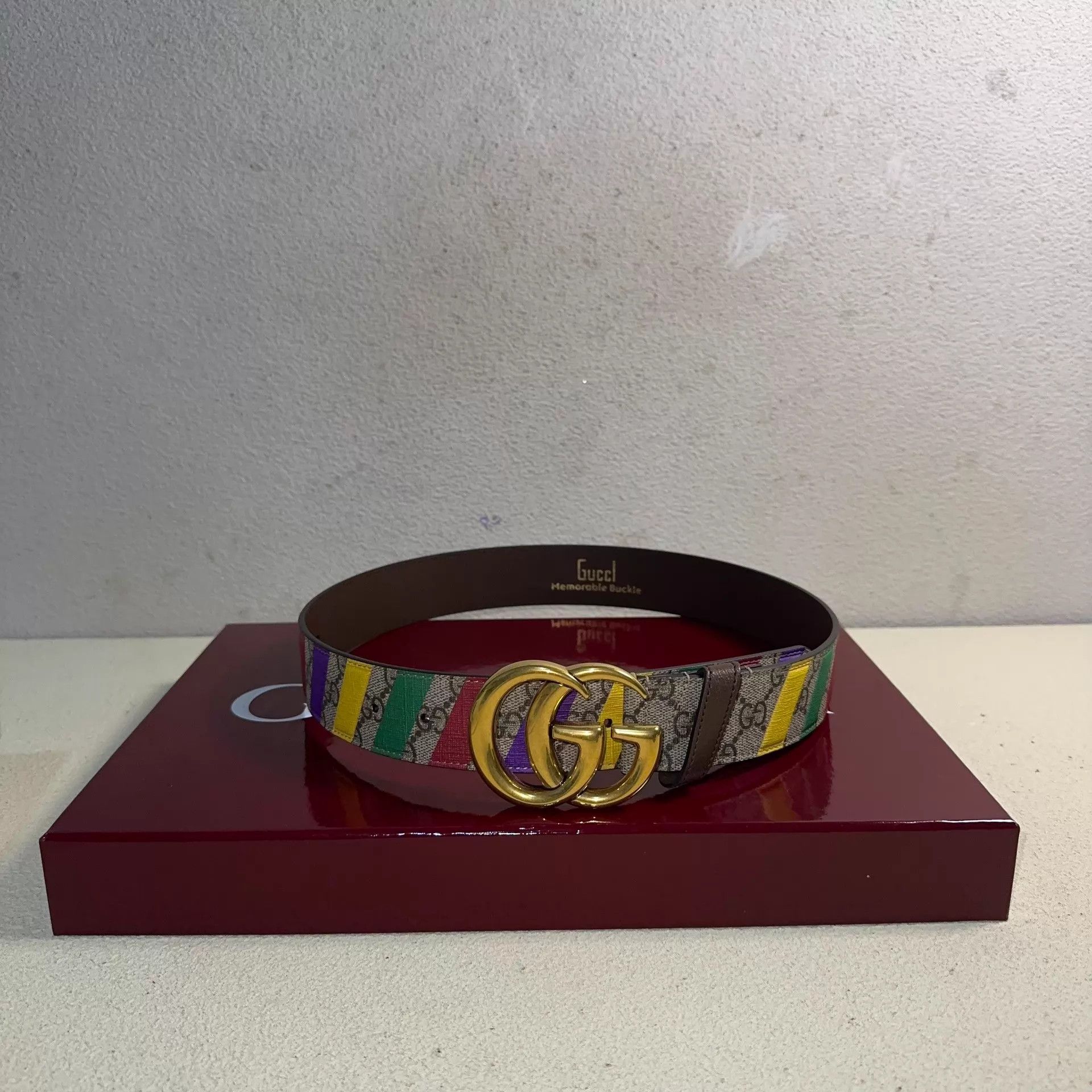 Gucci GUCCI GG Marmont Rainbow Belt Brown Size 80/85 Size ONE SIZE - 1 Thumbnail