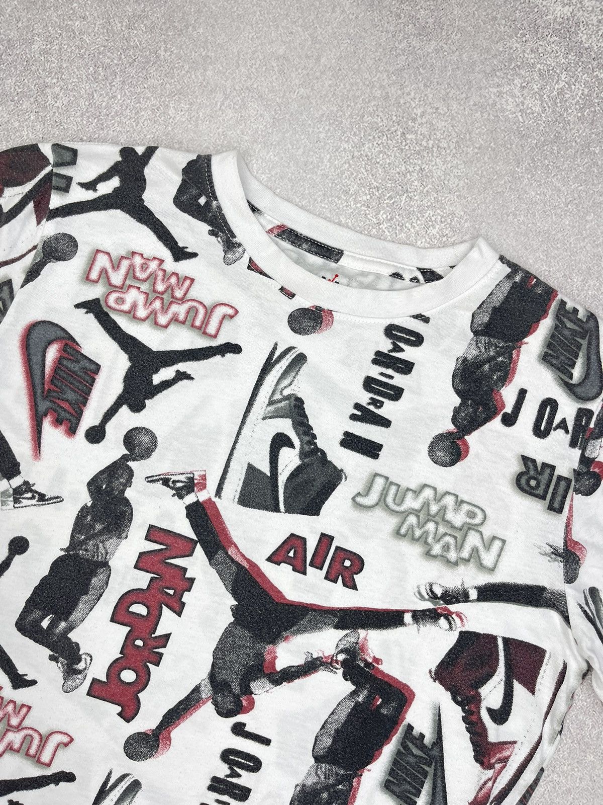 Jordan Brand × Nike × Vintage Mens Nike Air Jordan T Shirt Full Print Jump Man Size US S / EU 44-46 / 1 - 4 Thumbnail