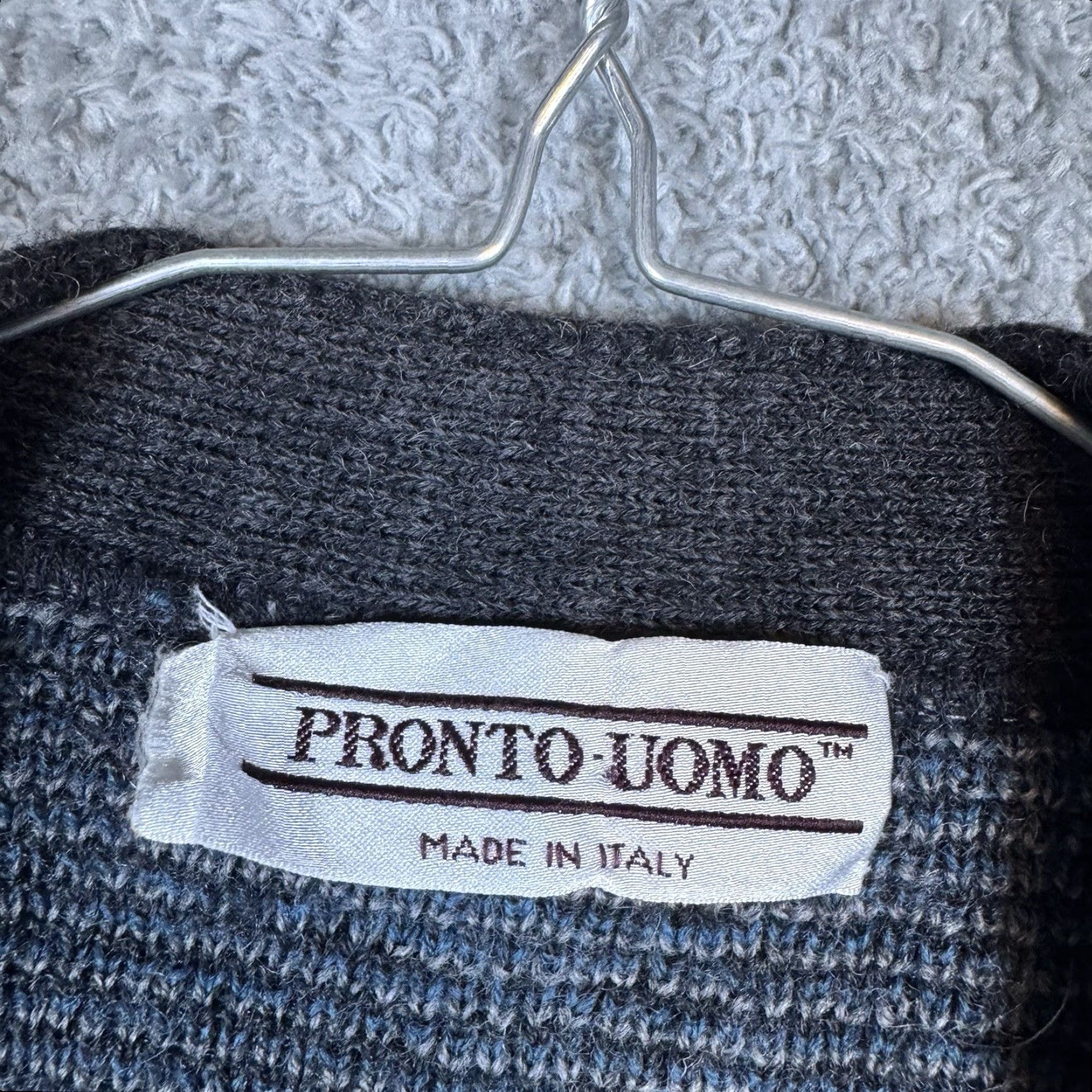 Pronto Uomo VINTAGE Pronto Uomo Sweater Mens LT Knit Cardigan Wool Geometric Crew Neck Long Sleeve Blue Modern Classic Designer City Retro Size US L / EU 52-54 / 3 - 6 Thumbnail
