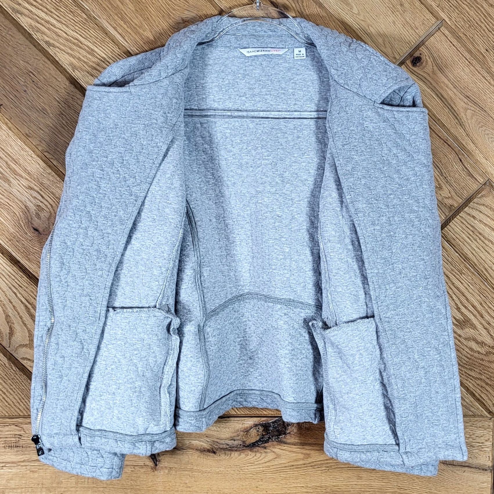 Isaac Mizrahi Isaac Mizrahi Jacket Gray Quilted Moto Women M Cotton Blend Zip Pockets Shirt? Size M / US 6-8 / IT 42-44 - 6 Thumbnail