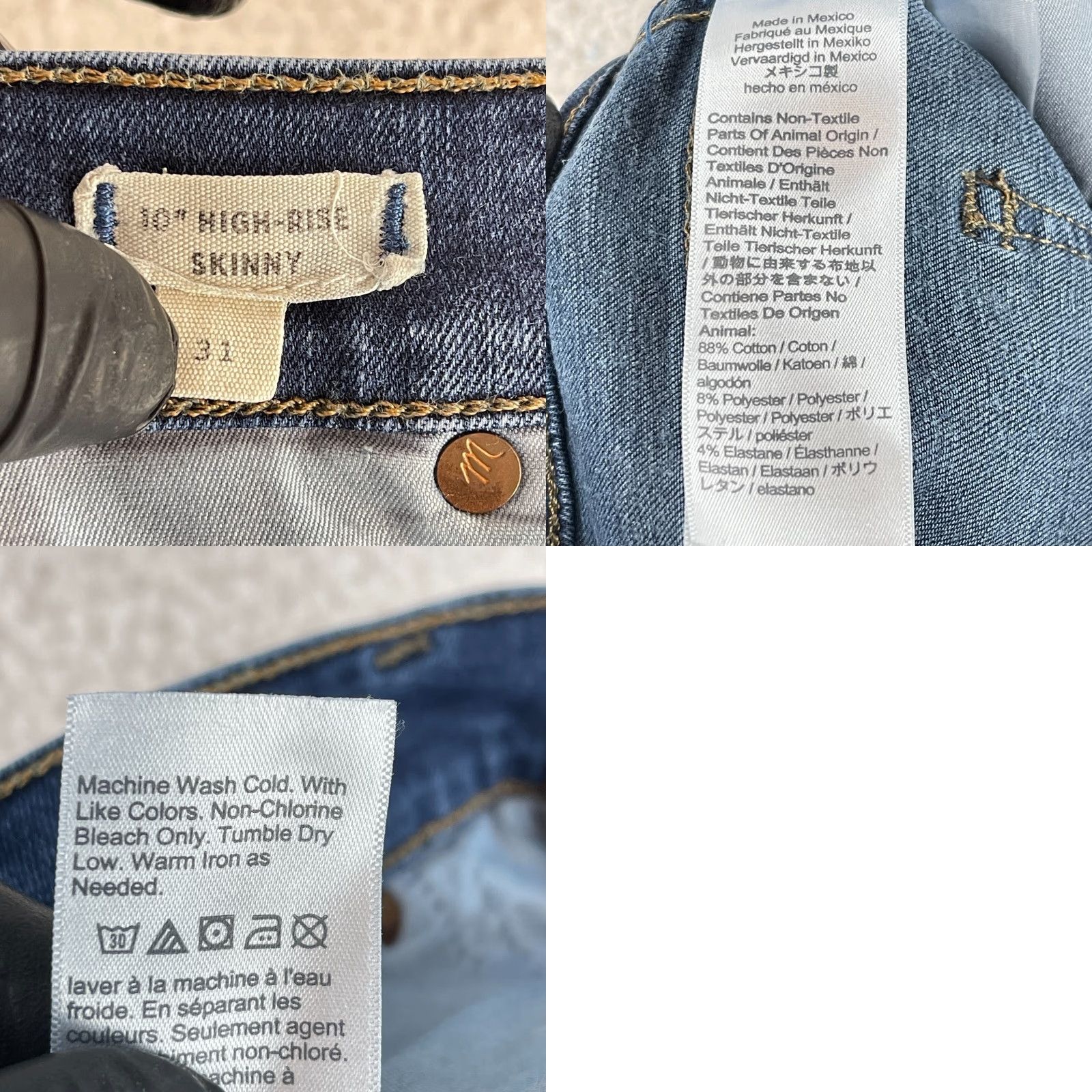 Madewell Madewell Jeans Womens Regular 31 Blue Denim 10" High-Rise Skinny Jeans Casual Size 24" / US 00 / IT 34 - 10 Thumbnail