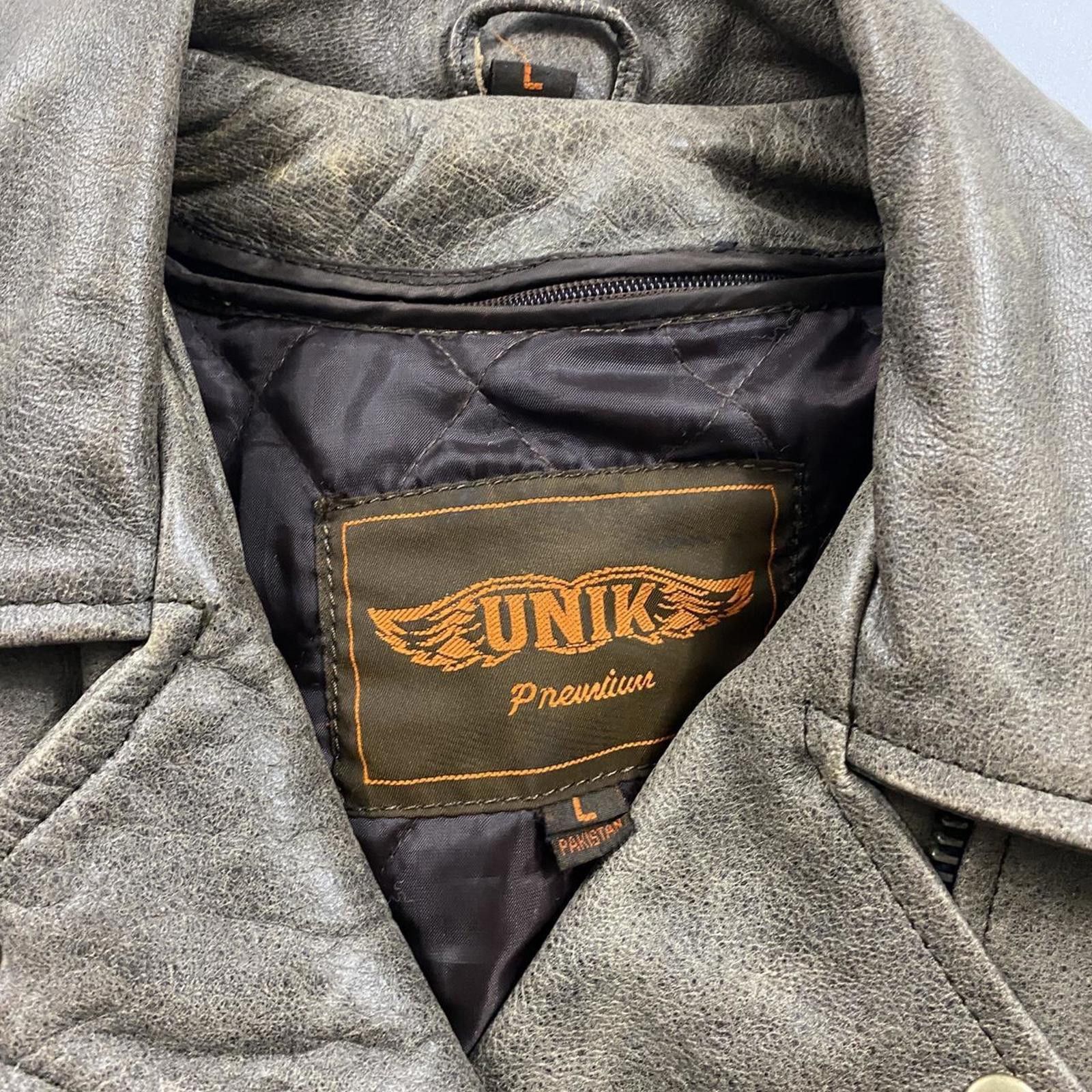 Vintage Women’s Y2K Unik Brown Leather Biker Jacket Size L / US 10 / IT 46 - 3 Thumbnail