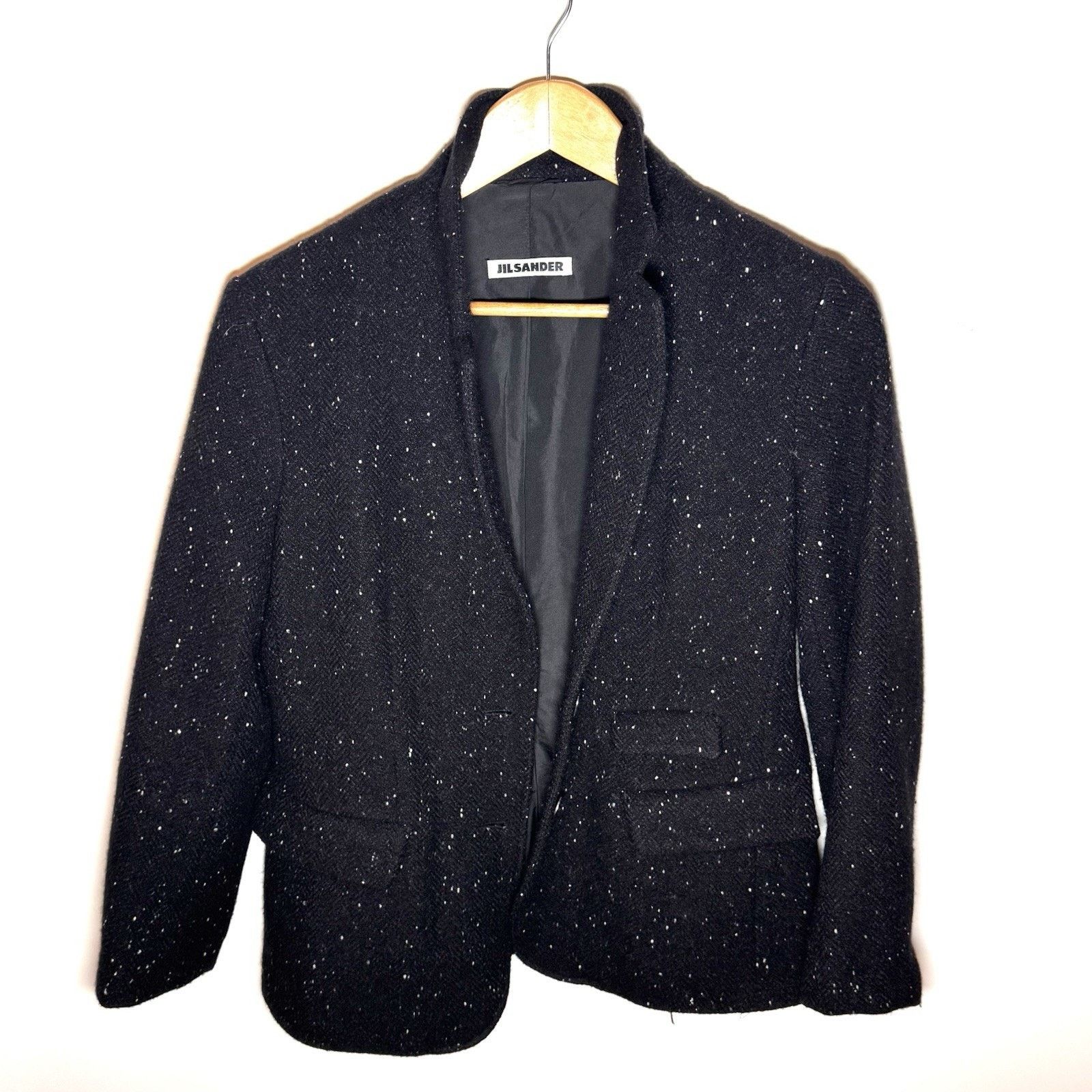 Jil Sander VTG Jil Sander Black Speckled Wool Blazer Jacket Late 90s S Size S / US 4 / IT 40 - 1 Thumbnail