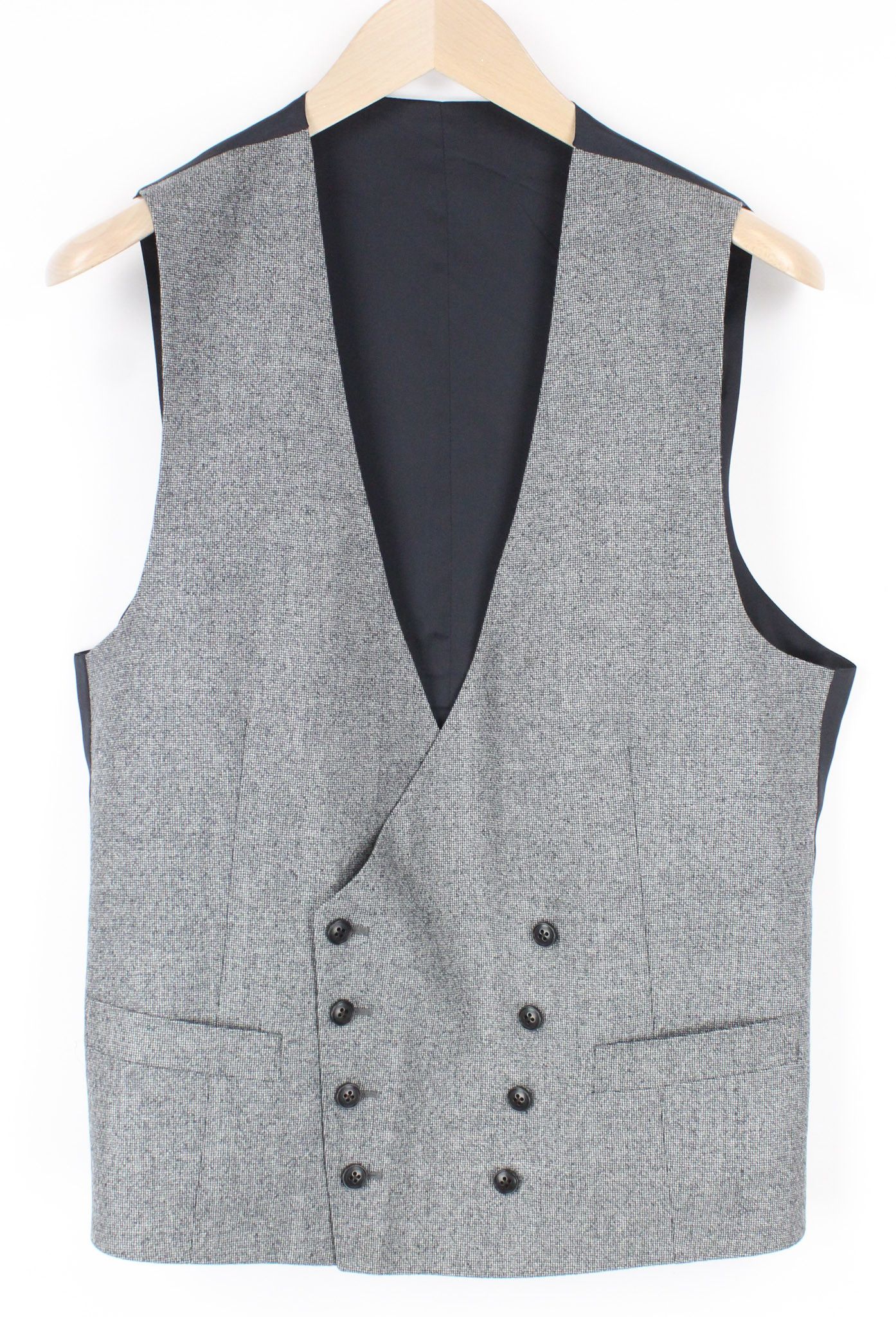 Suitsupply HAVANA PEAK UK40L Houndstooth Grey Wool S120 Suit 73387 Size 40L - 3 Thumbnail