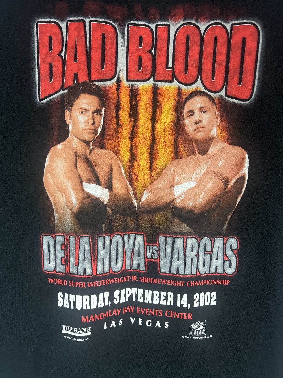 Fruit Of The Loom Vintage 2002 De La Hoya vs Vargas Bad Blood Boxing Tee Size US L / EU 52-54 / 3 - 3 Thumbnail