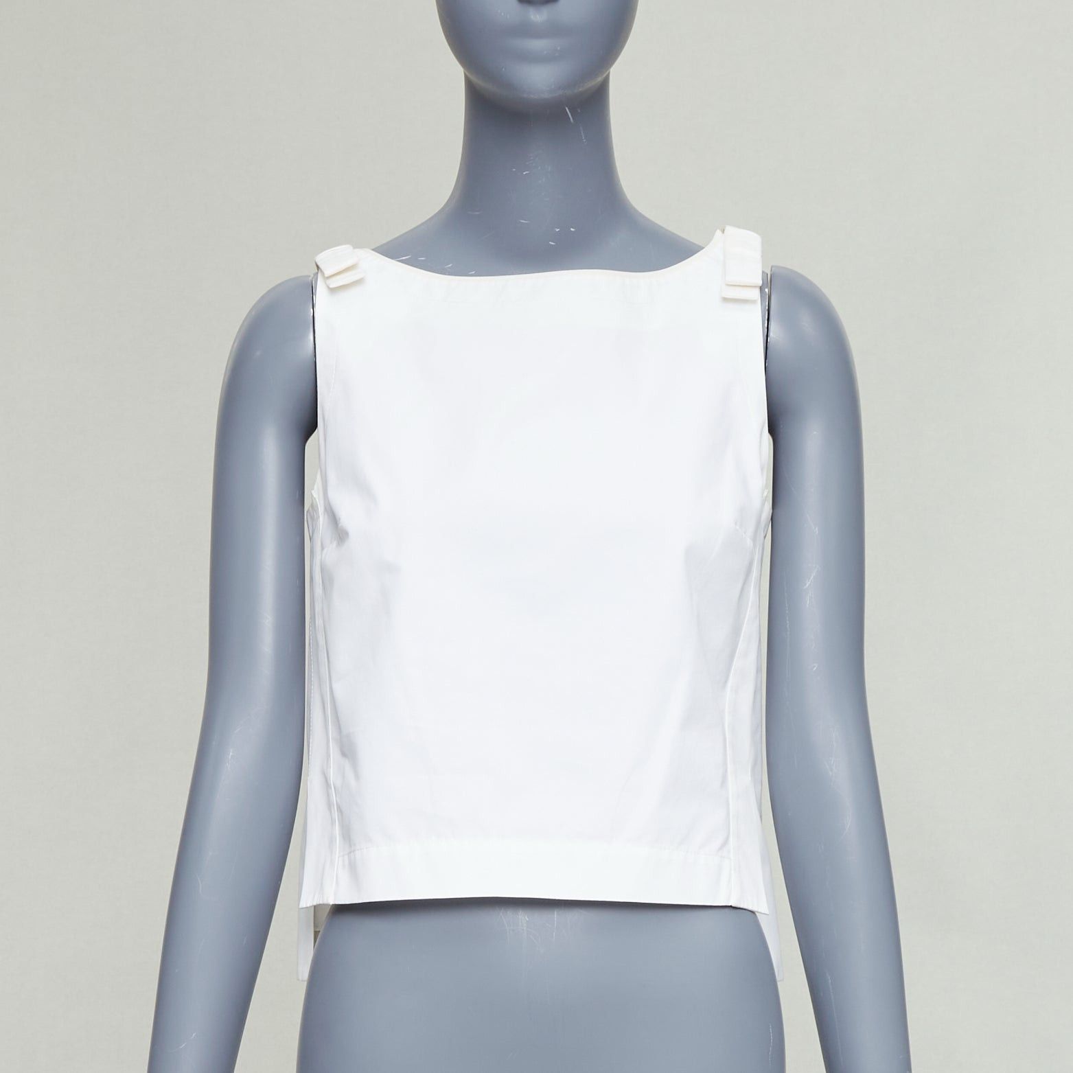 Fendi FENDI cream cotton bow shoulders square neck flare top IT36 XXS Size XS / US 0-2 / IT 36-38 - 1 Thumbnail