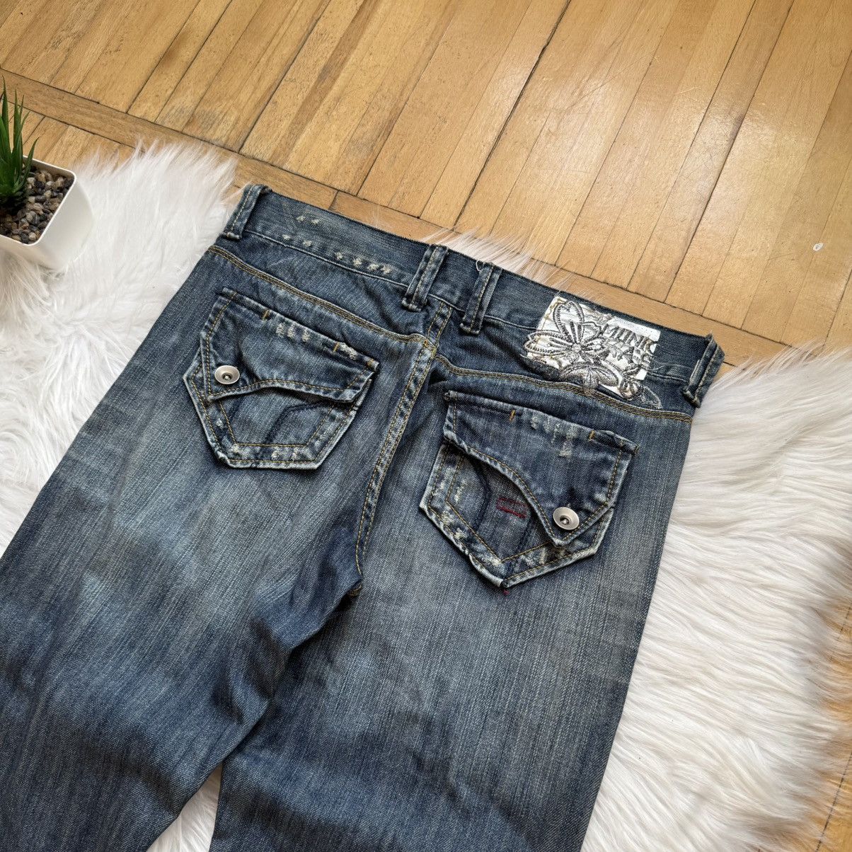 If Six Was Nine 📌Vintage Y2K Monica’s Low Rise Distress Washed Jeans Size 30" / US 8 / IT 44 - 3 Thumbnail